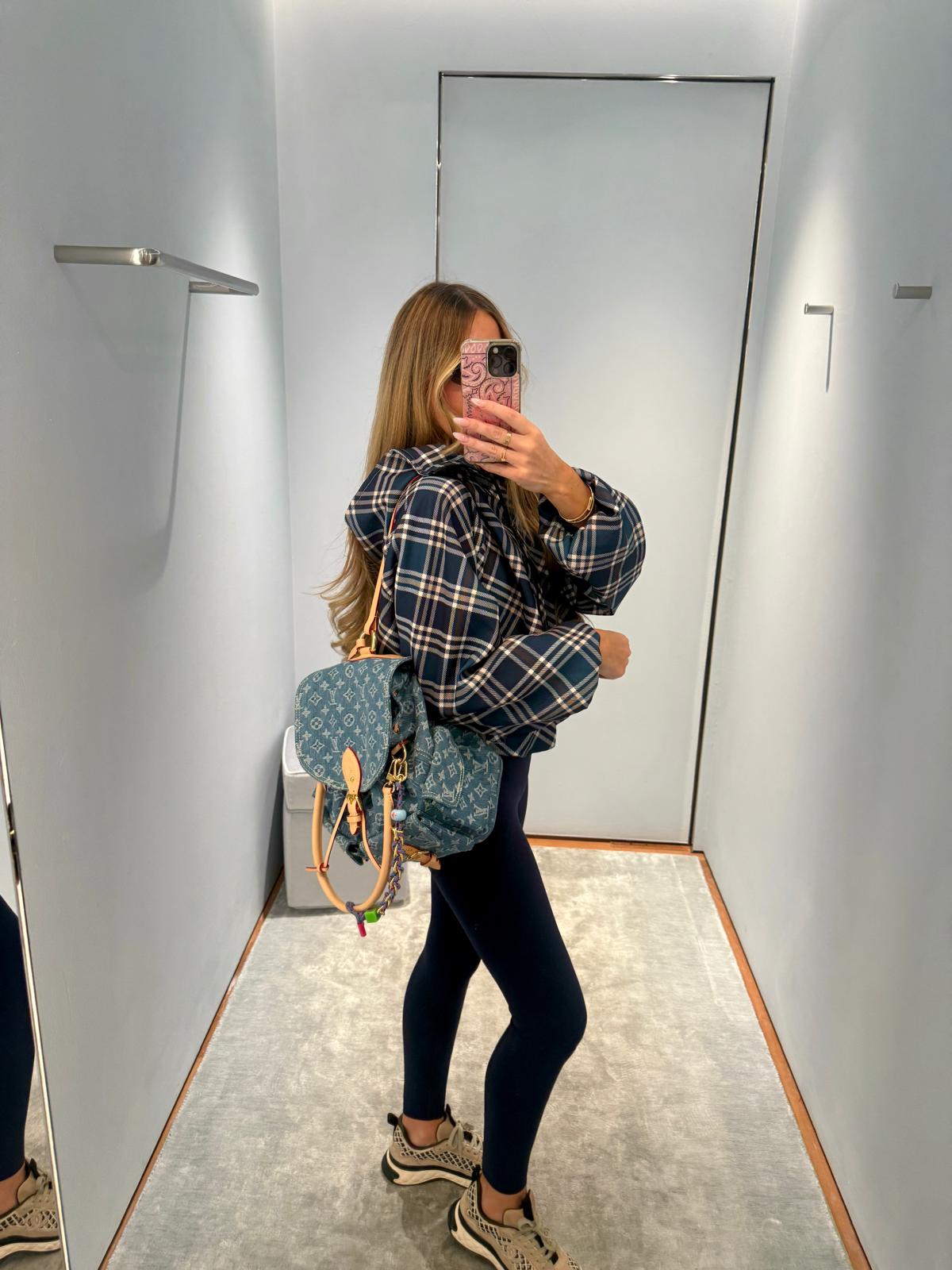 Check jacket - navy