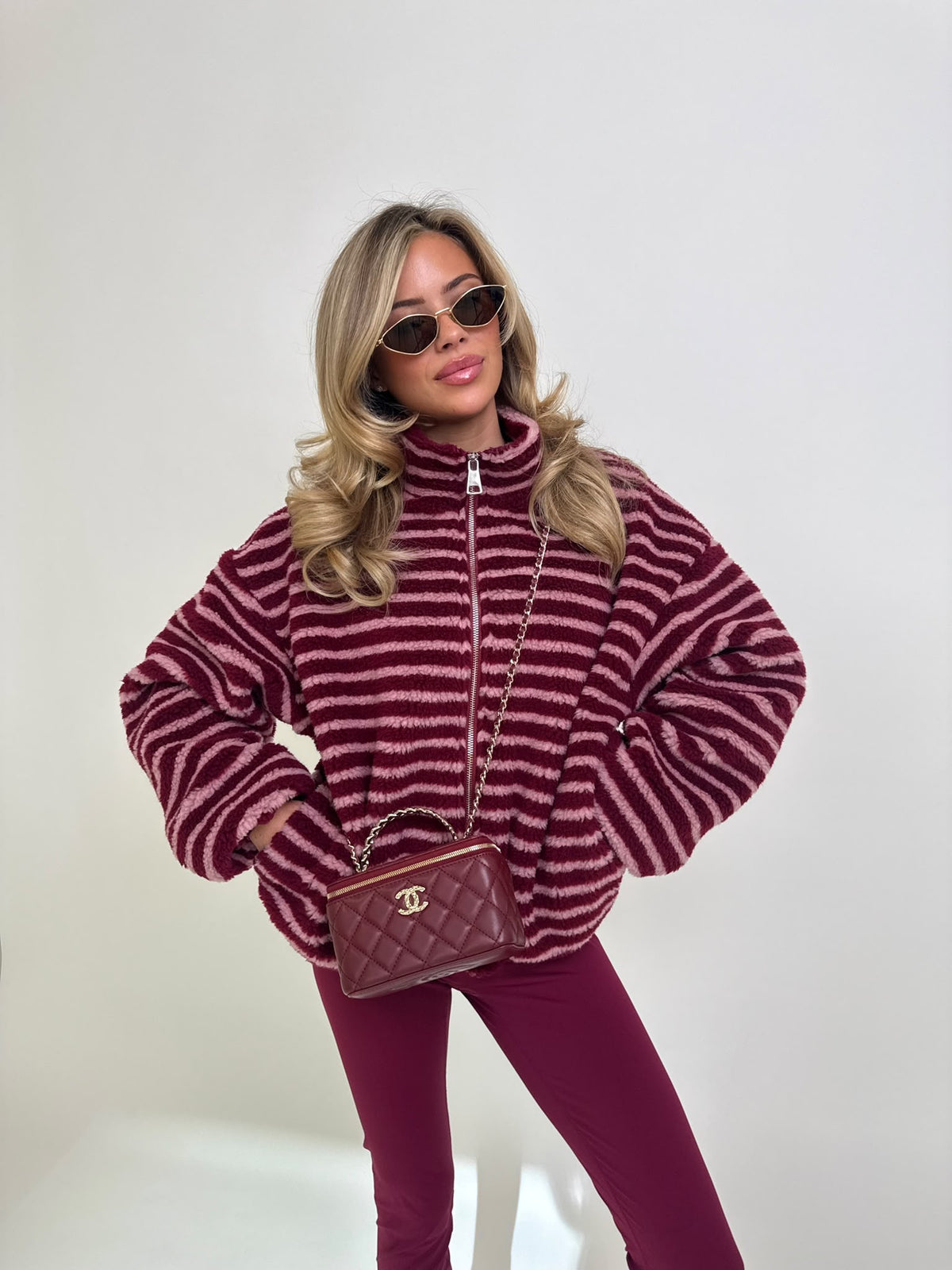 Stripe fleece - wine