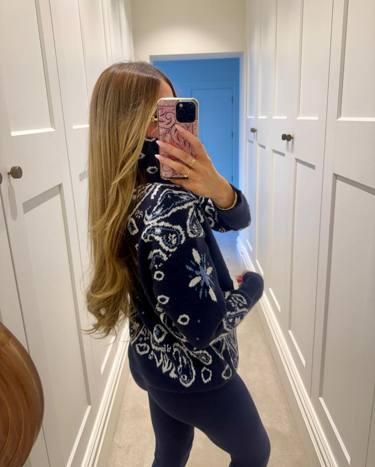 Bandana knit cardigan - navy