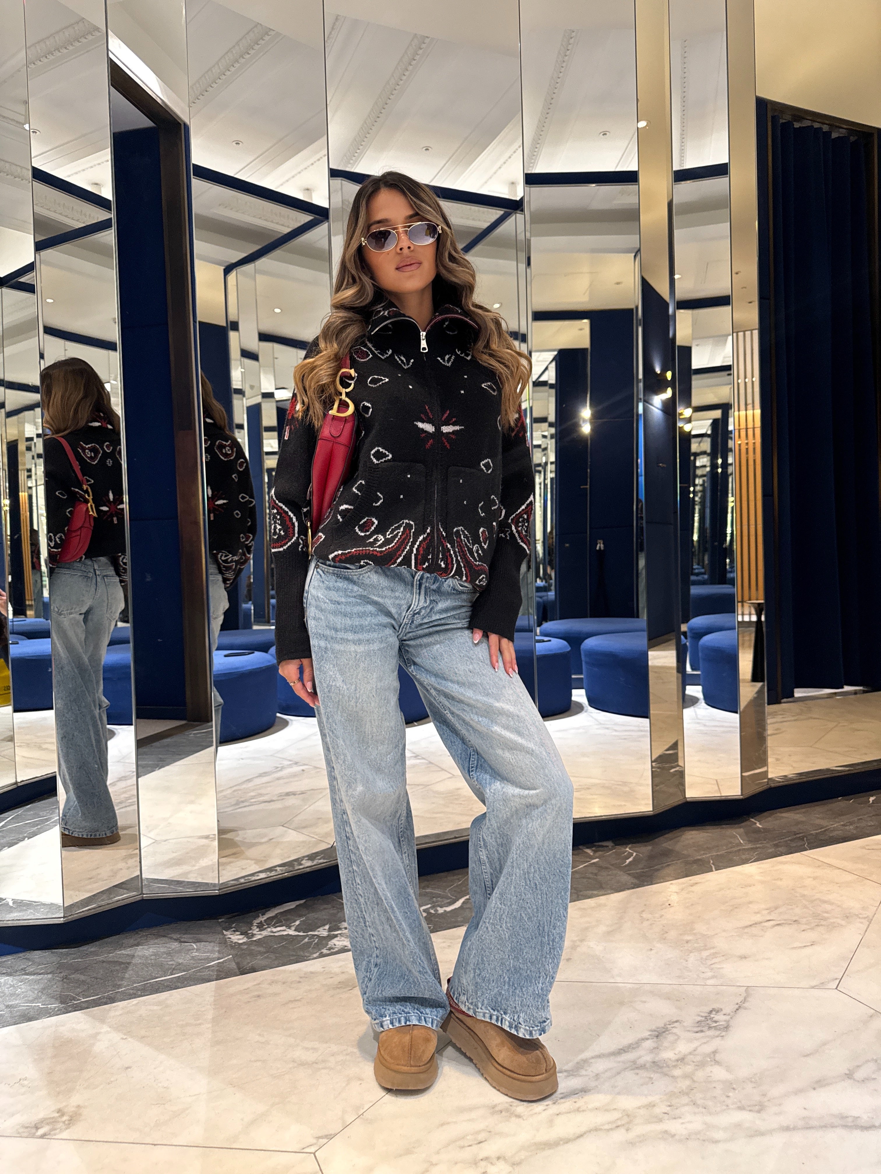 Bandana knit cardigan - black