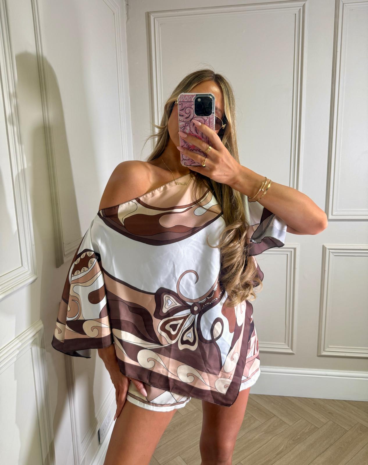 Cape top co-ord - brown