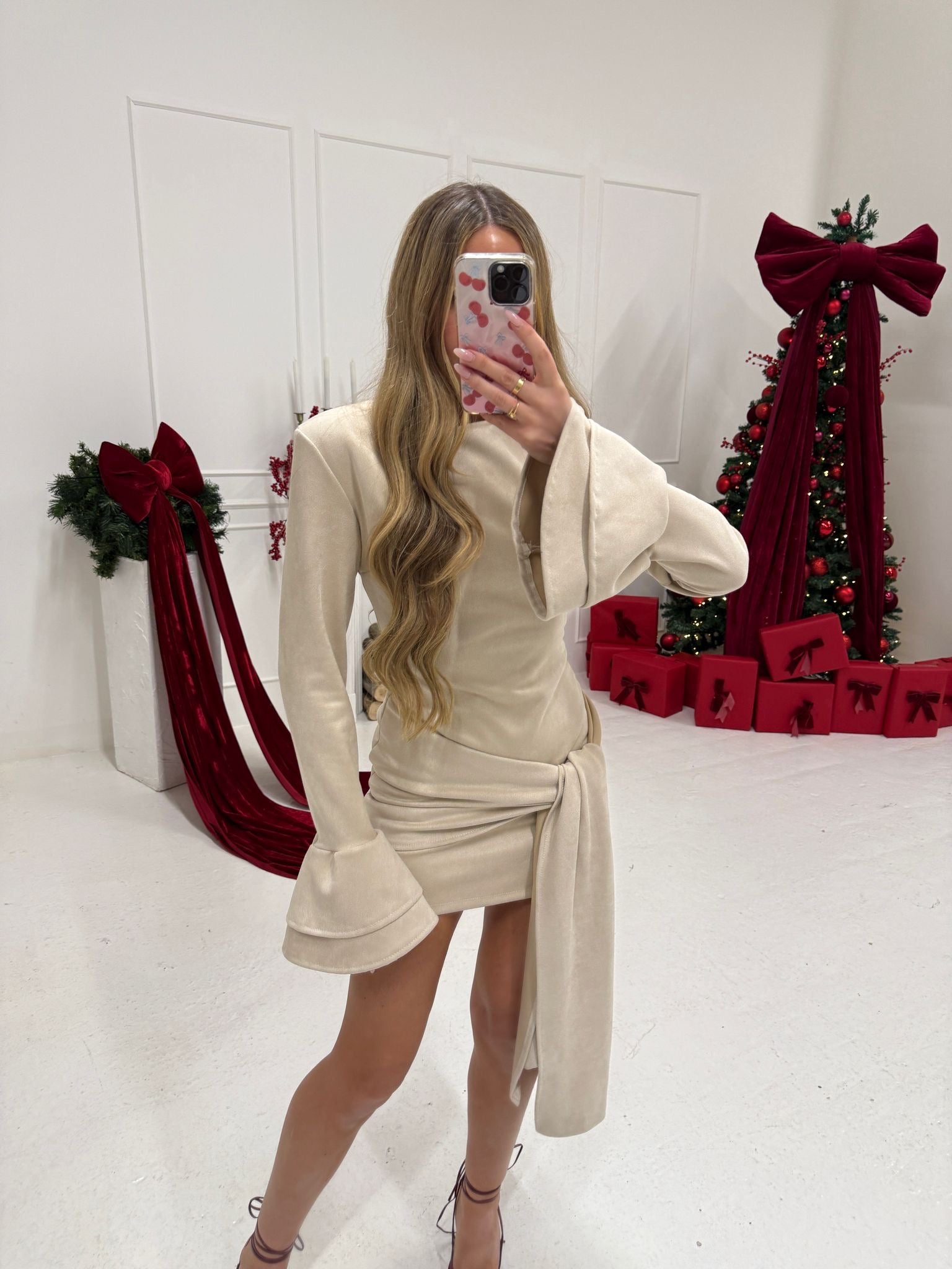 Aria suede Dress - cream