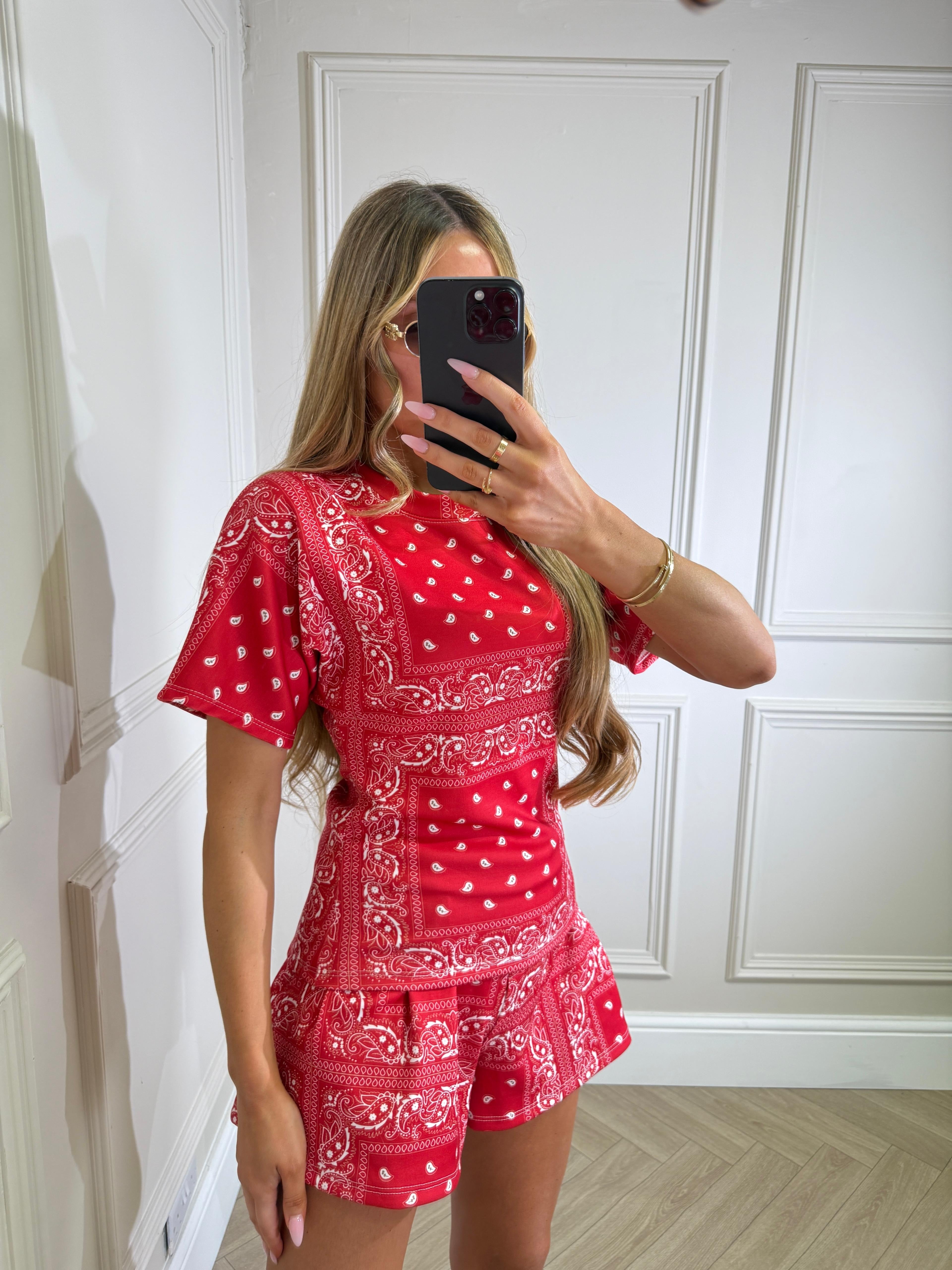Tshirt bandana co-ord - red