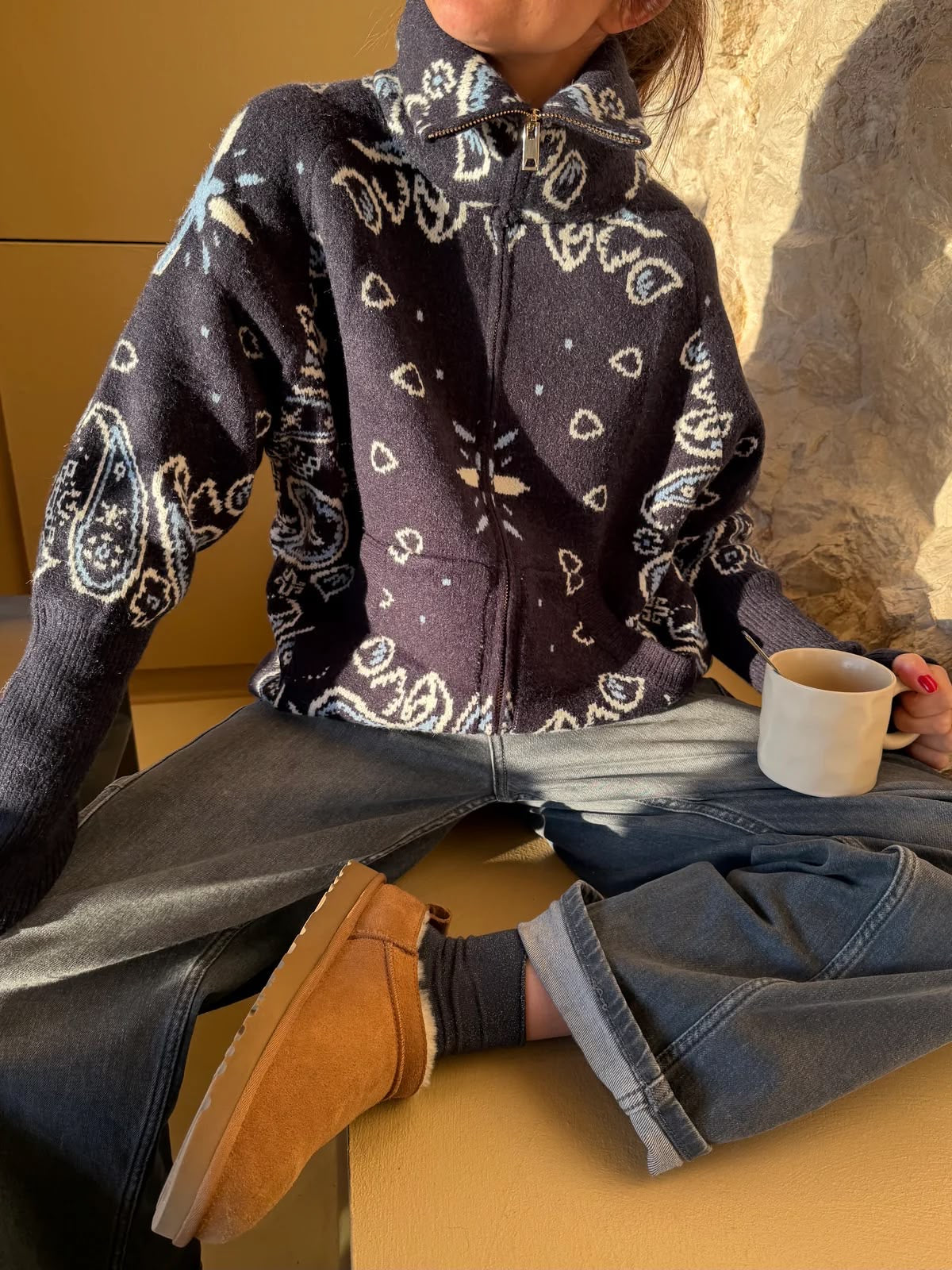 Bandana knit cardigan - navy