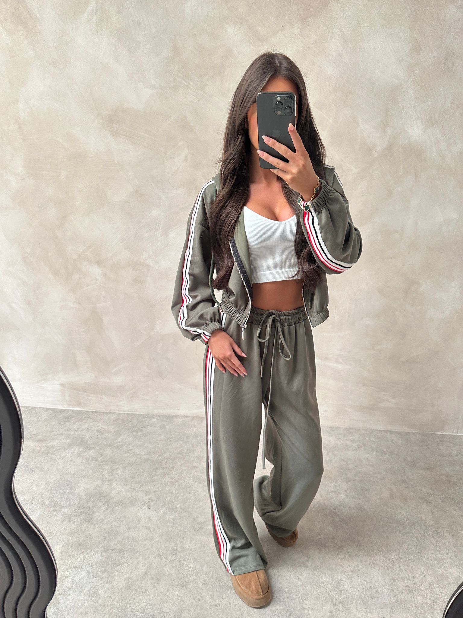 Stripe side tracksuit - khaki