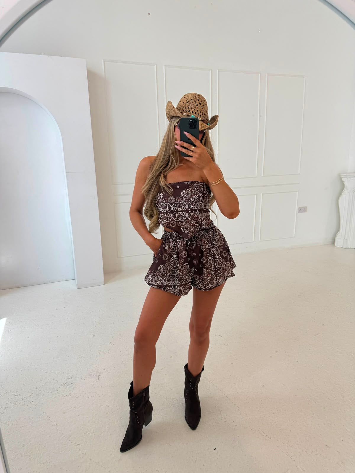 Bandana bandeau co-ord - brown
