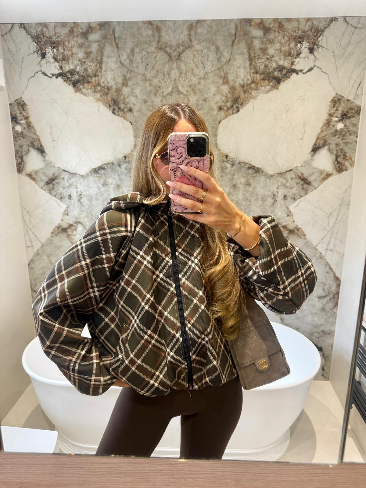 Check jacket - khaki