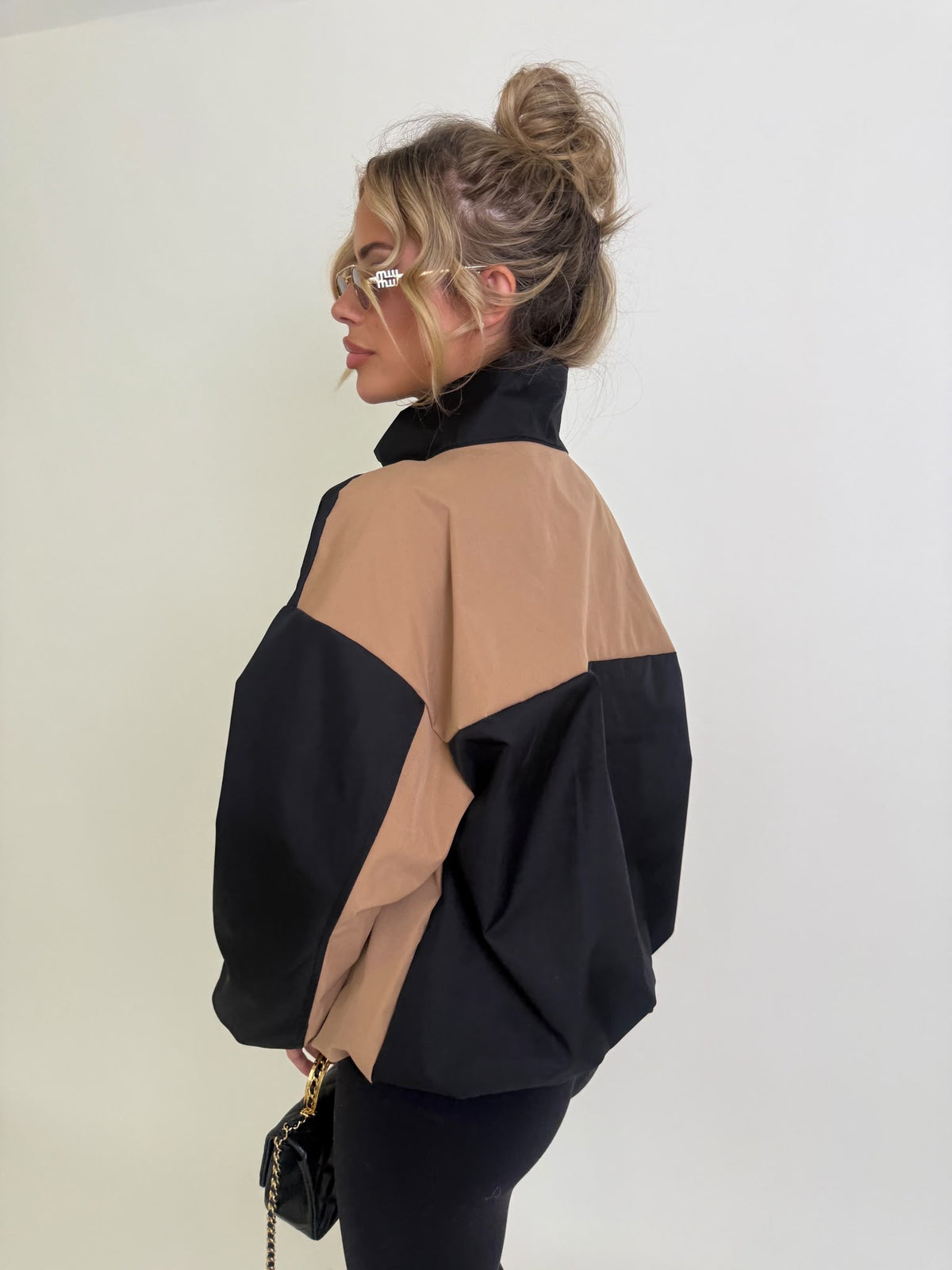 Quarter zip windbreaker - black