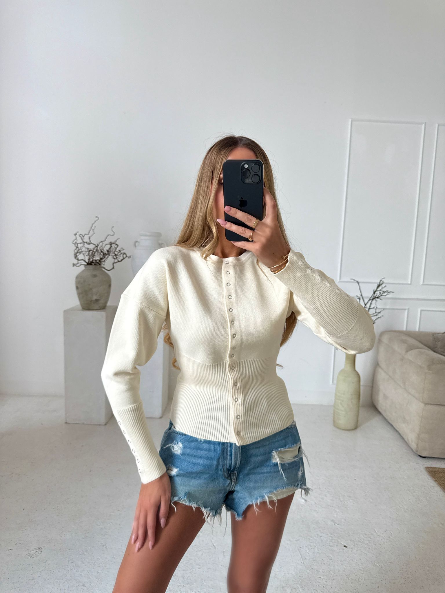 Dolly knit button cardigan - cream