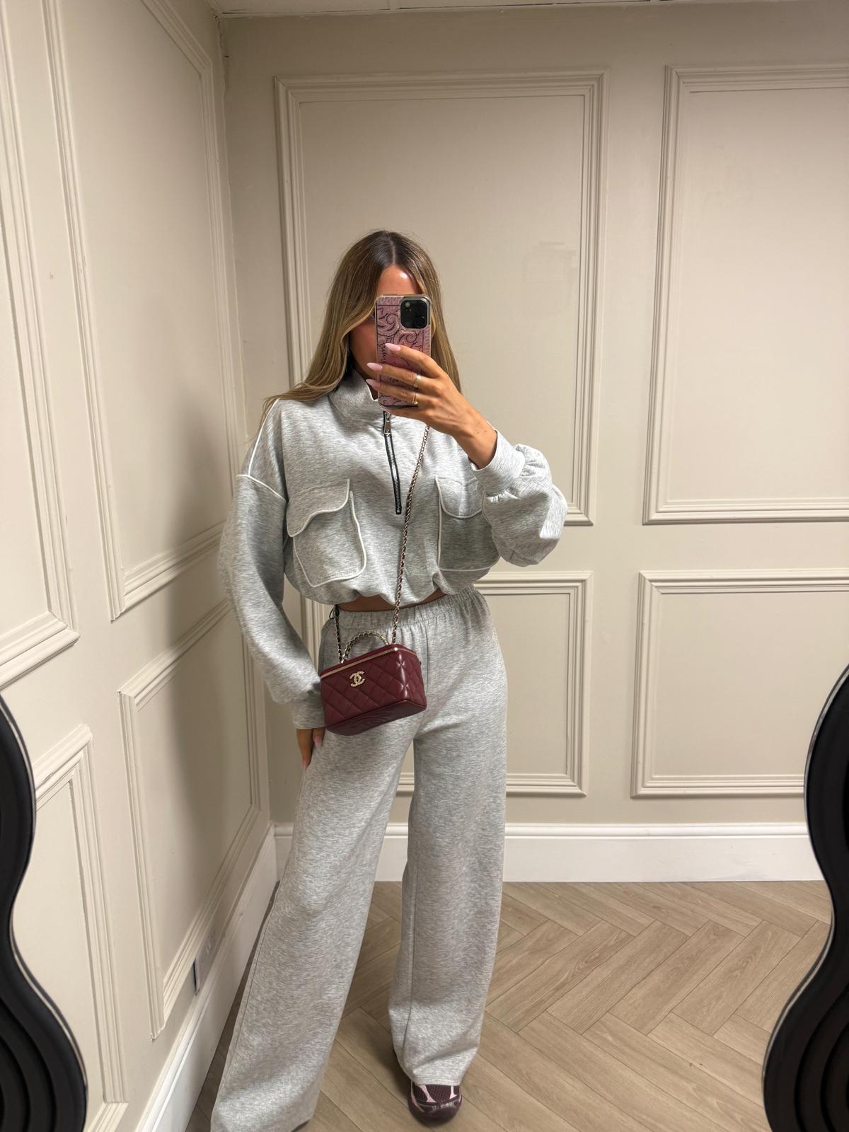 Contrast pocket tracksuit - Grey
