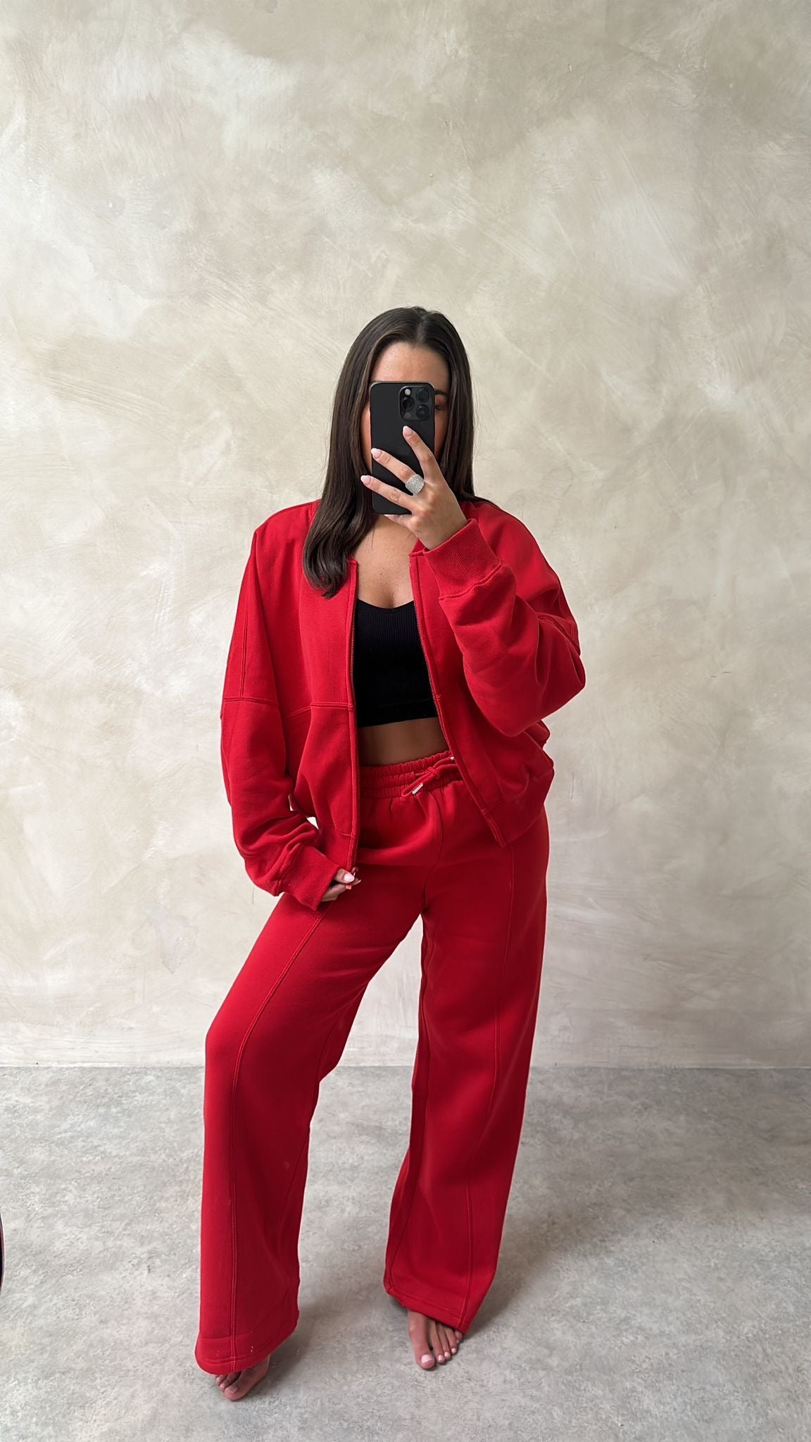 Zip Tracksuit Flare Joggers - Red