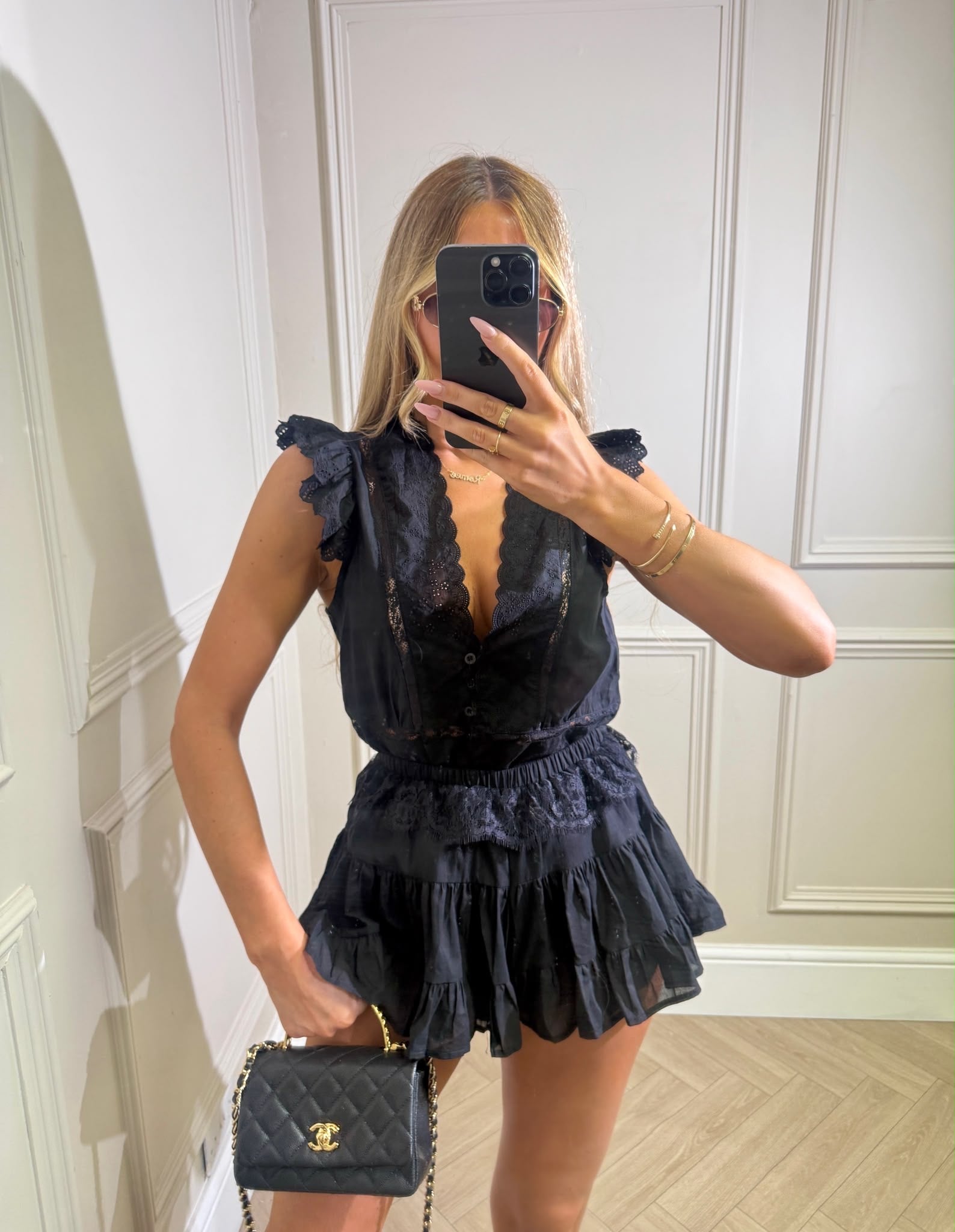 Luxury skort lace set - black