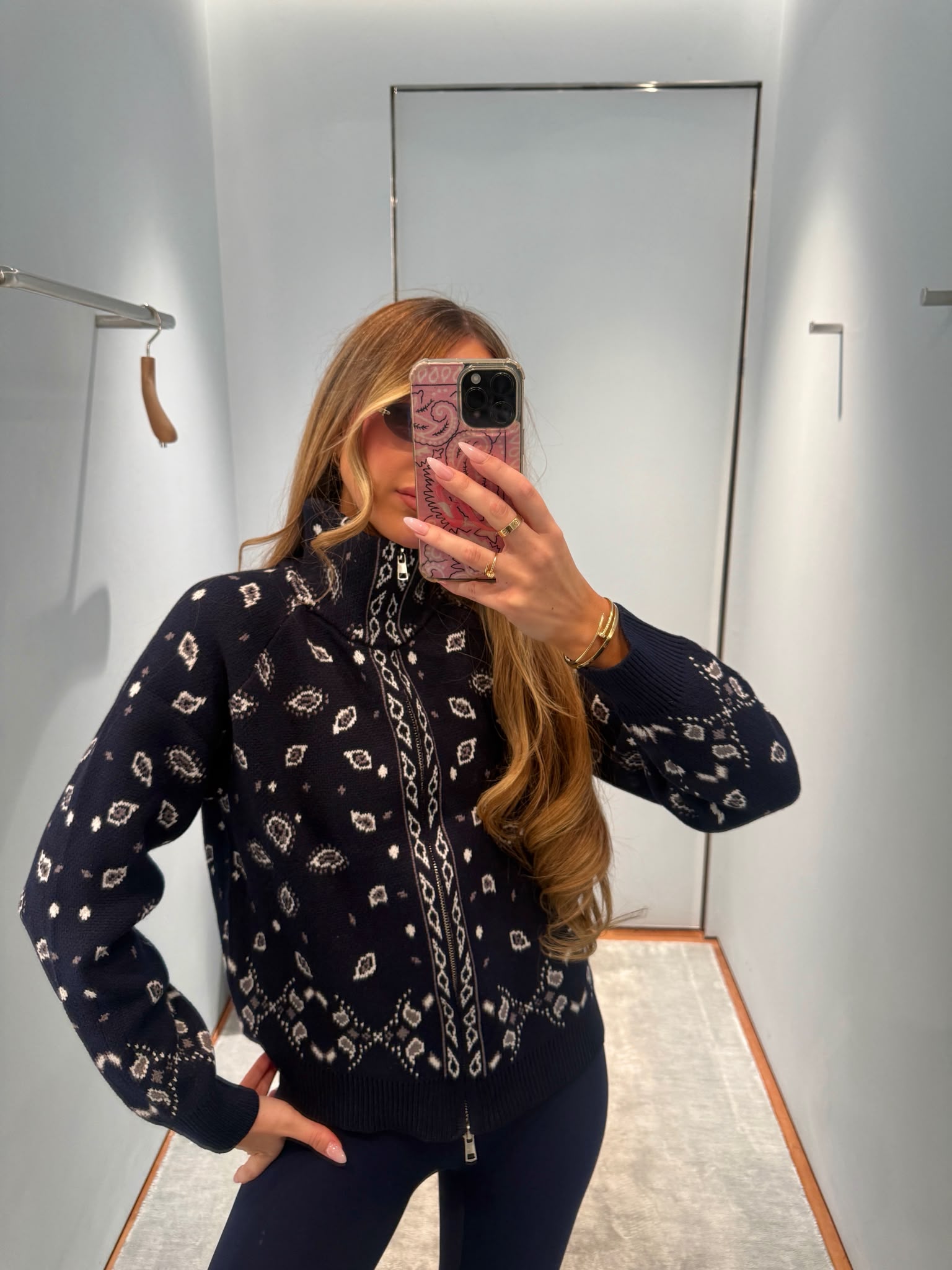 Paisley knit cardigan - navy