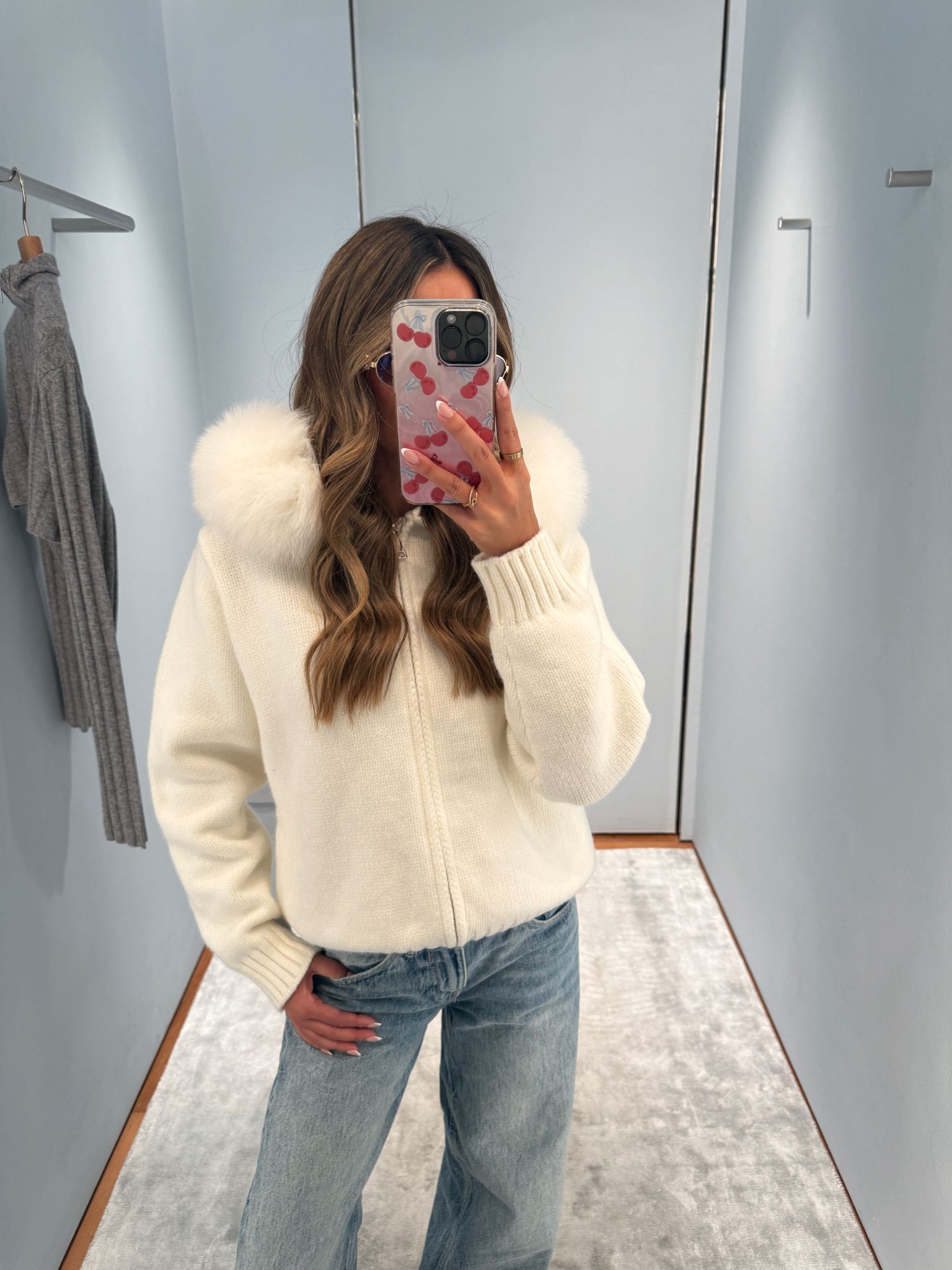 Luxury Fur Cardigan Jacket - cream PRE ORDER