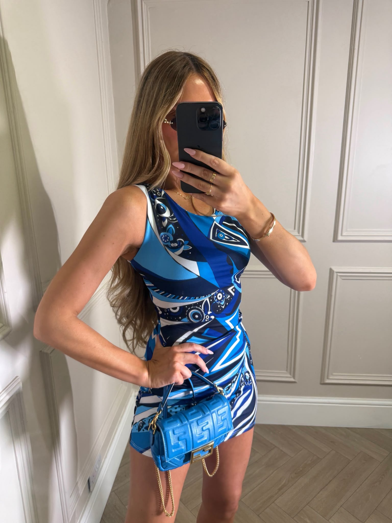 Serafina printed dress - royal blue