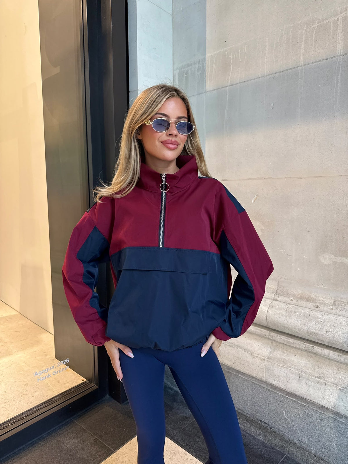 Quarter zip windbreaker - navy
