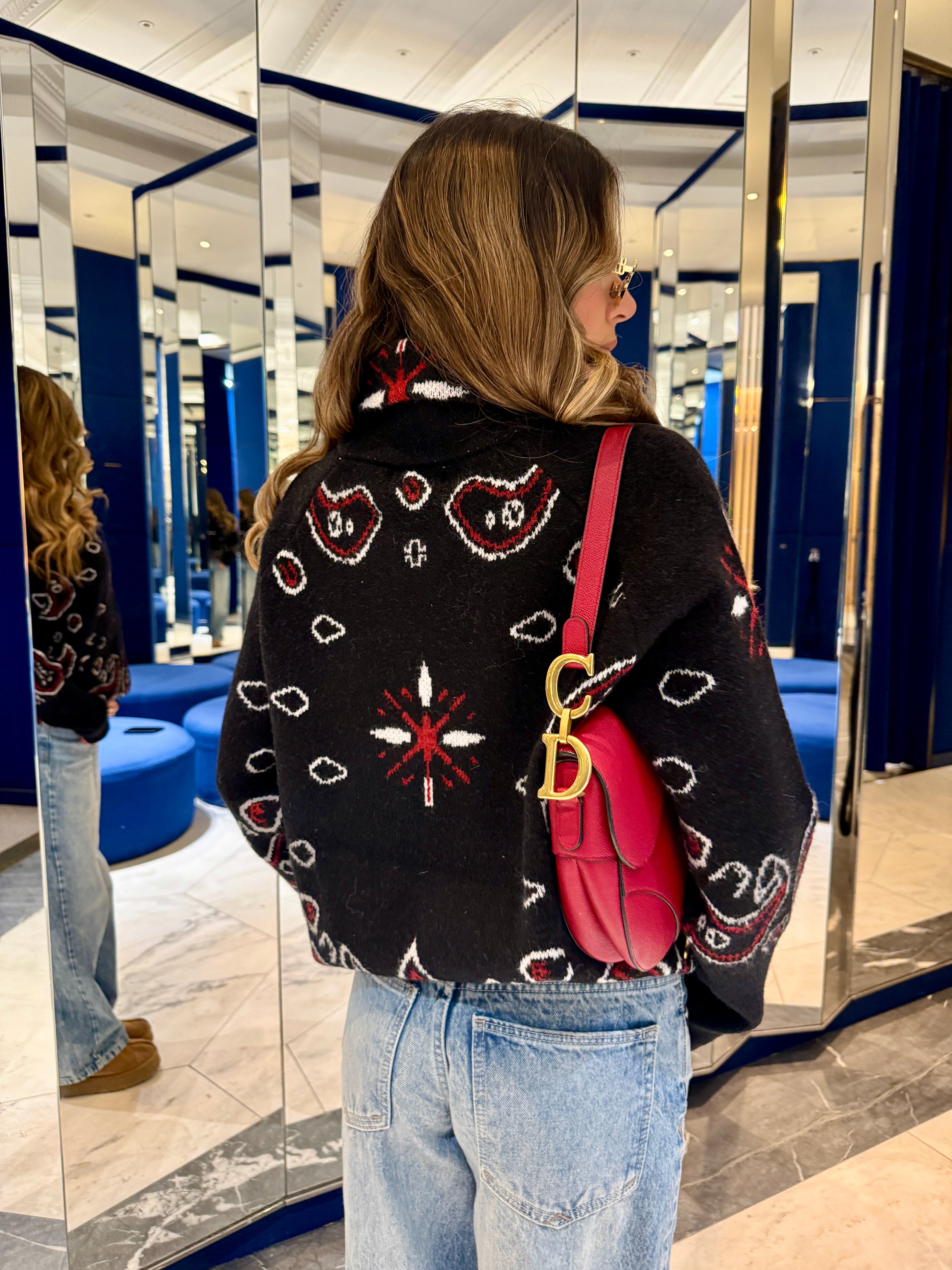 Bandana knit cardigan - black