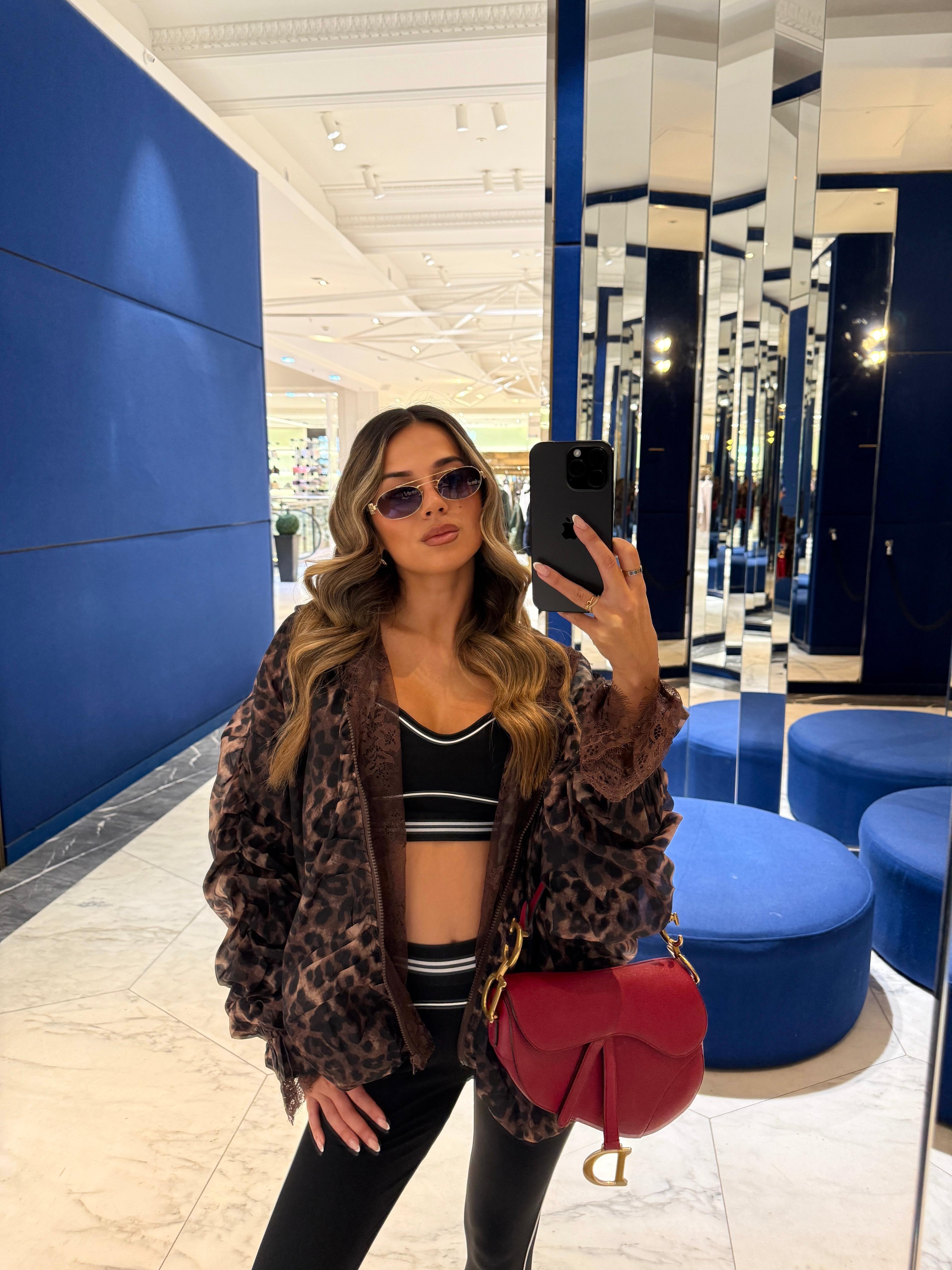 Leopard zip up jacket