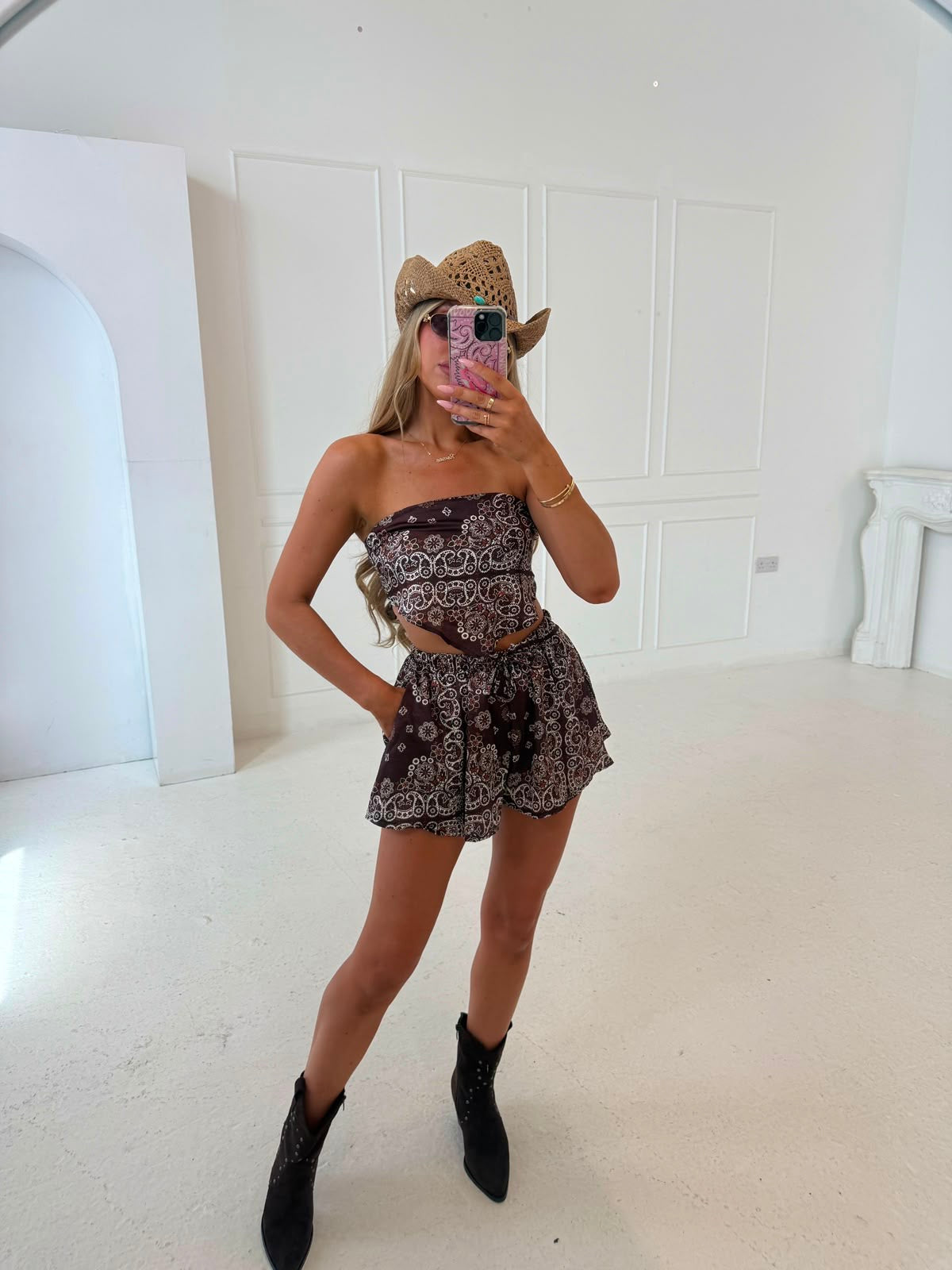 Bandana bandeau co-ord - brown