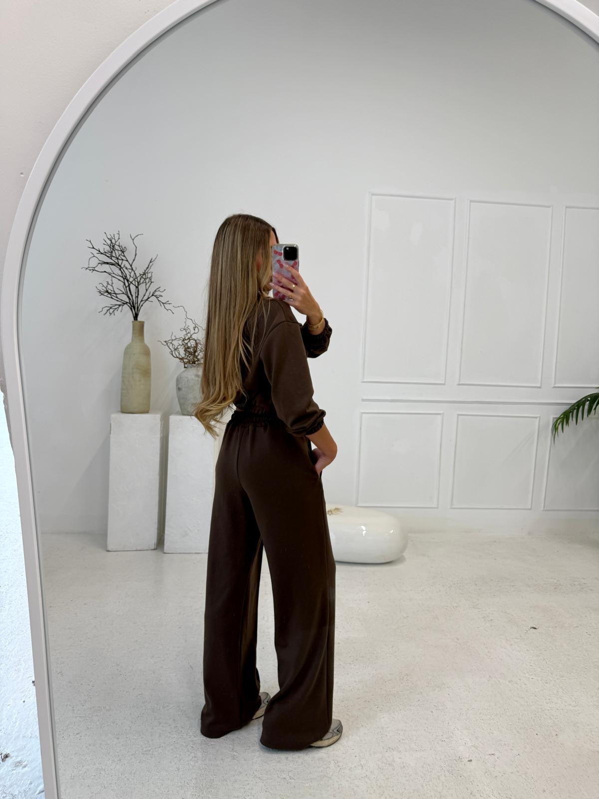 Gold zip pocket tracksuit - brown