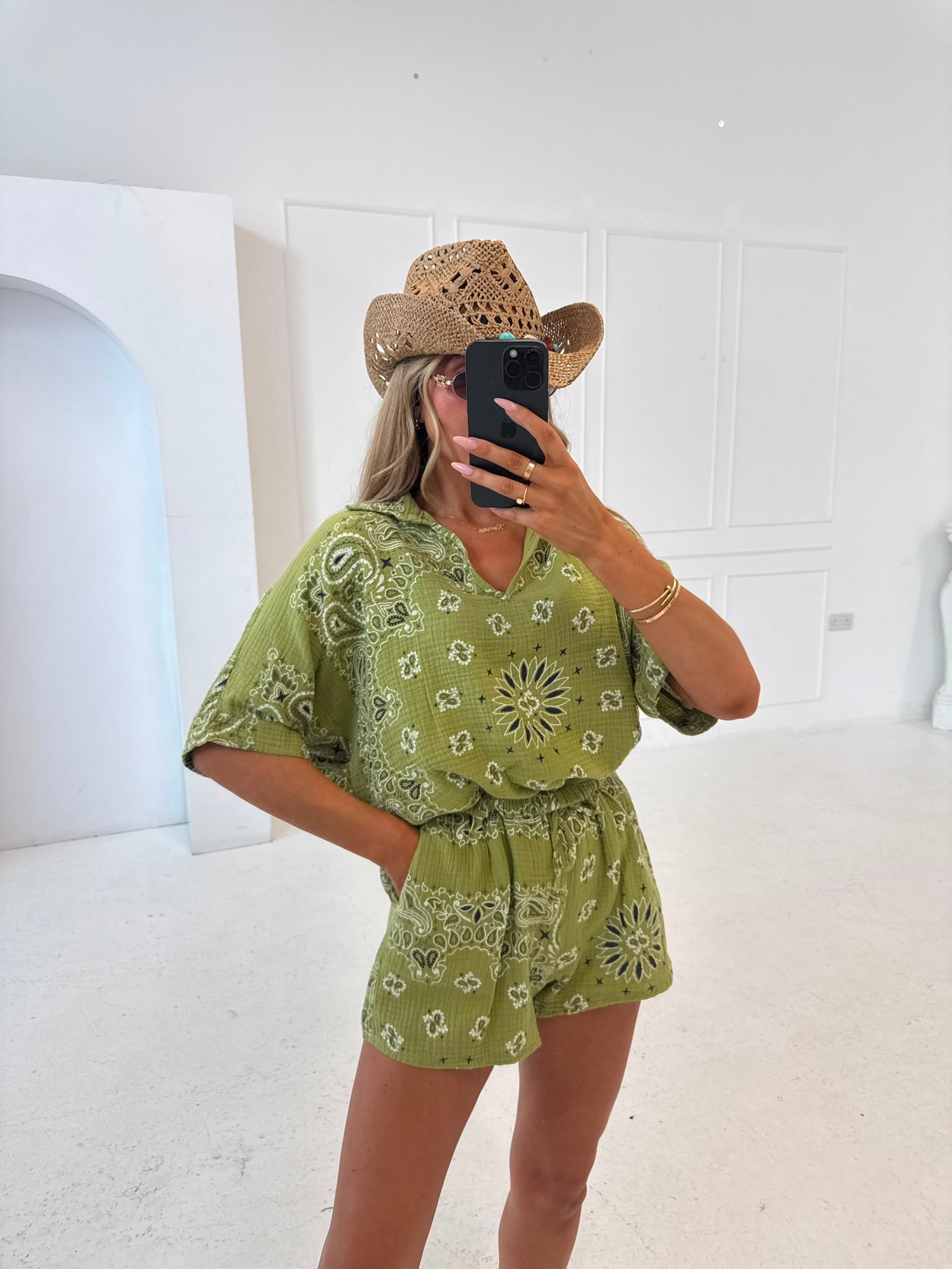 Bandana short sleeve set - green