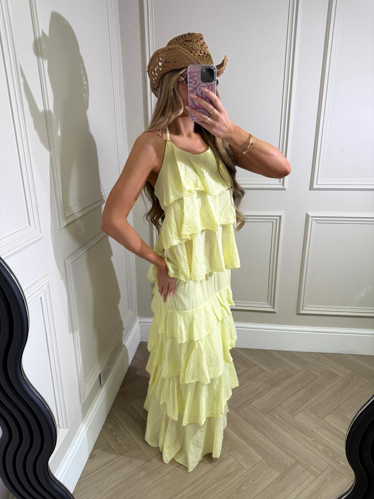 Maxi ruffle skirt set - yellow