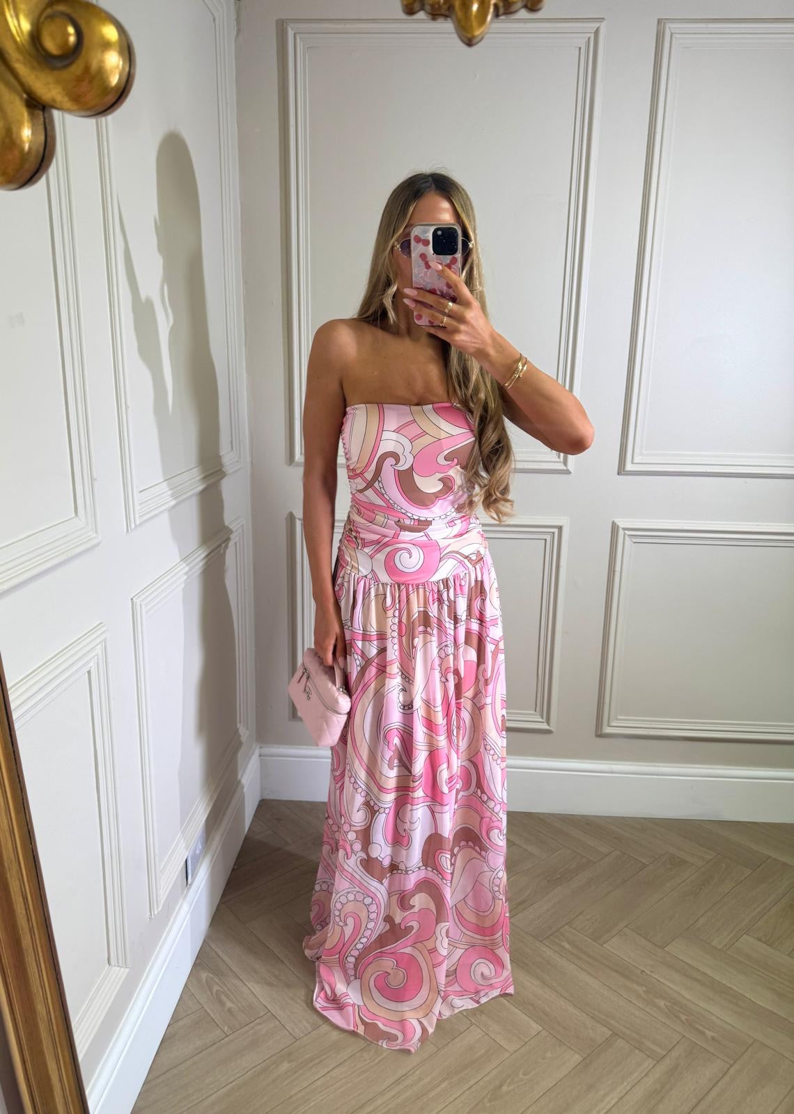 Callie swirl maxi dress - pink