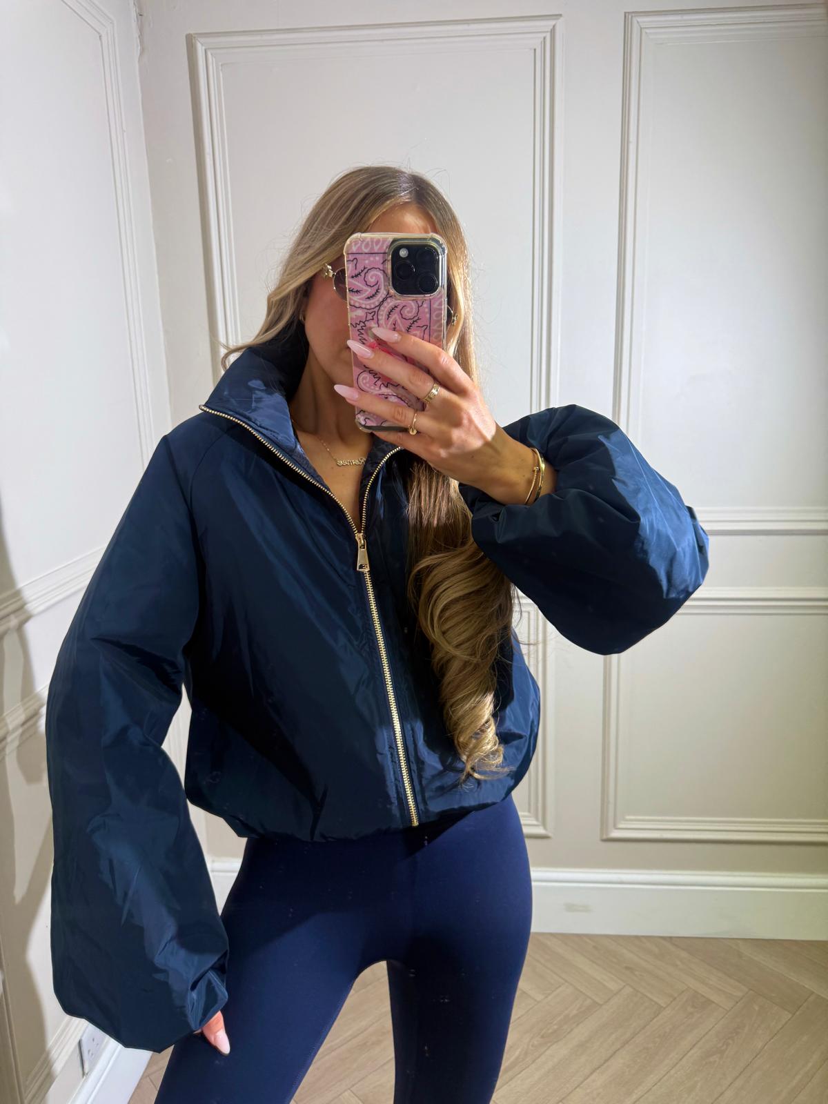 Gold zip jacket - navy