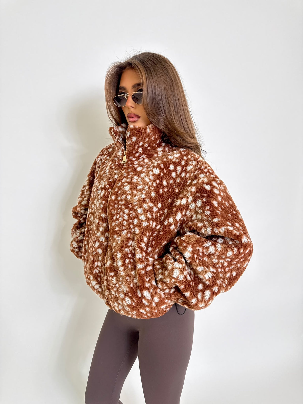 Bambi gold zip fleece - tan