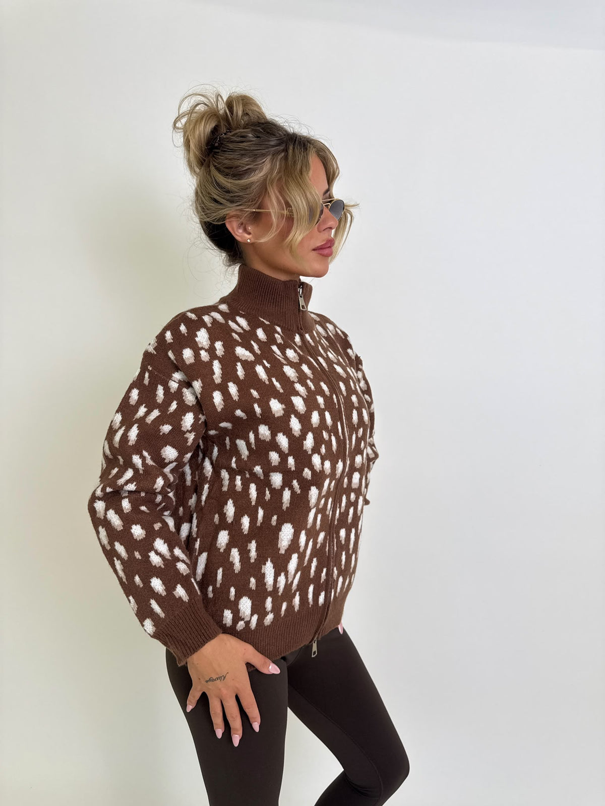 Animal print cardigan - brown