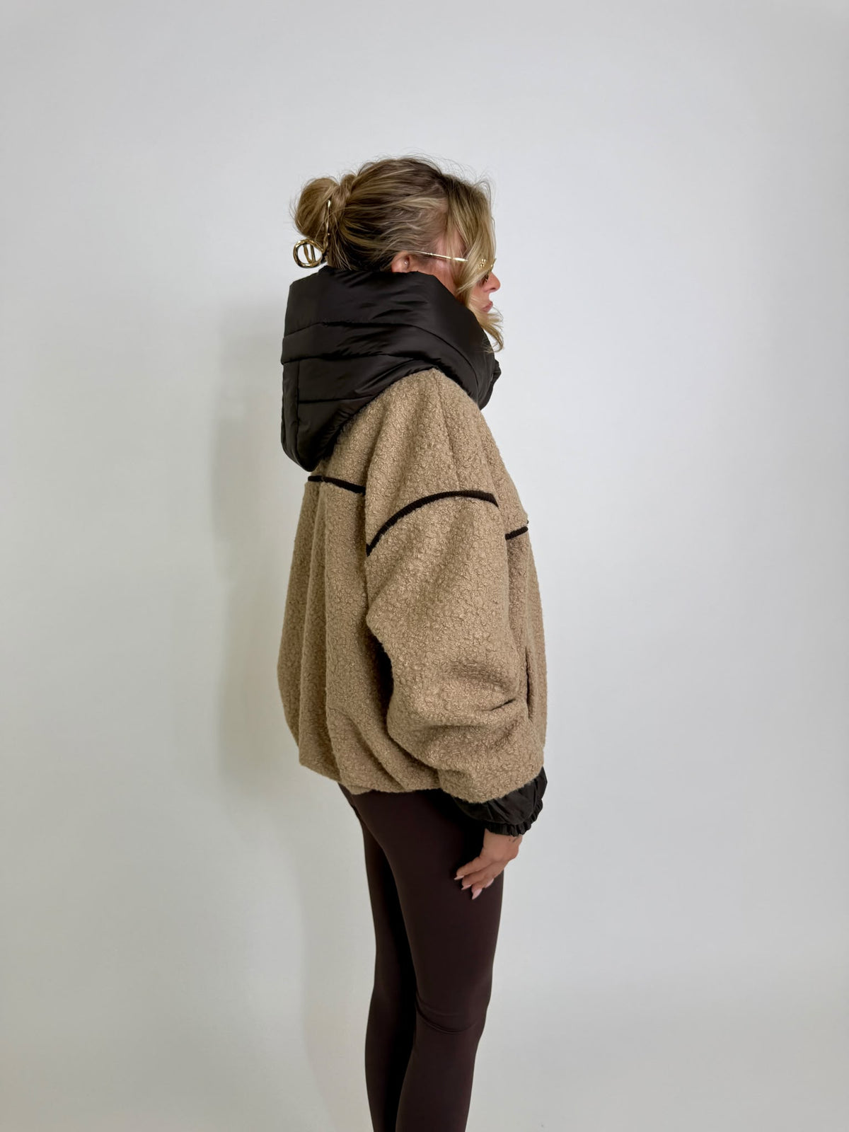 Borg hood jacket - beige