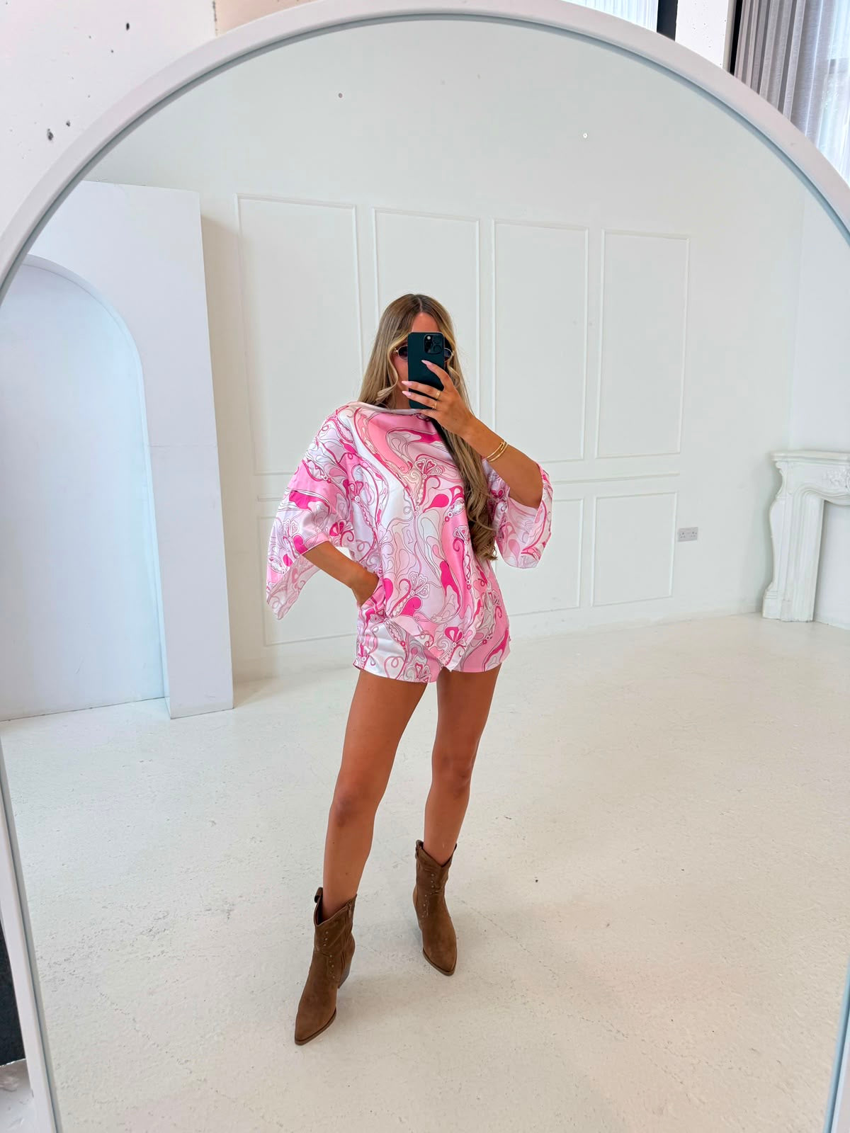 Cape print top co-ord - pink