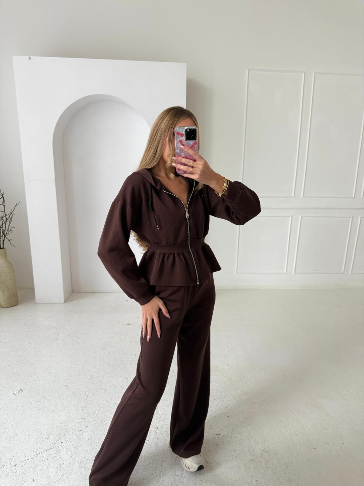 Peplum tracksuit - brown