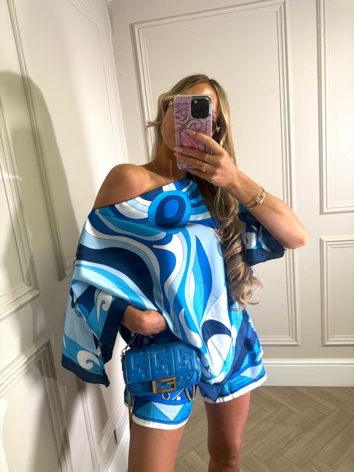 Cape top co-ord - royal blue