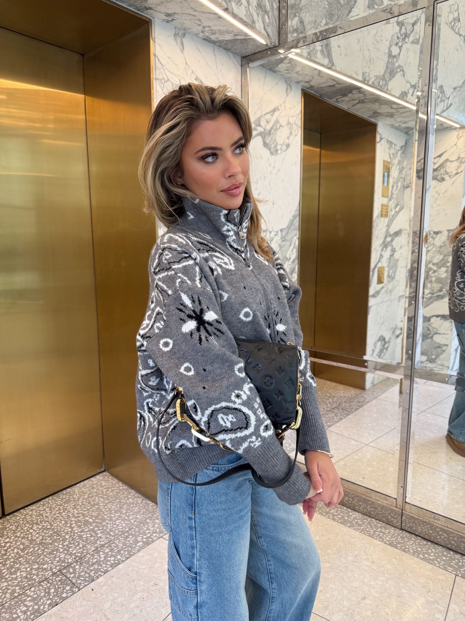 Bandana knit cardigan - grey - PRE ORDER