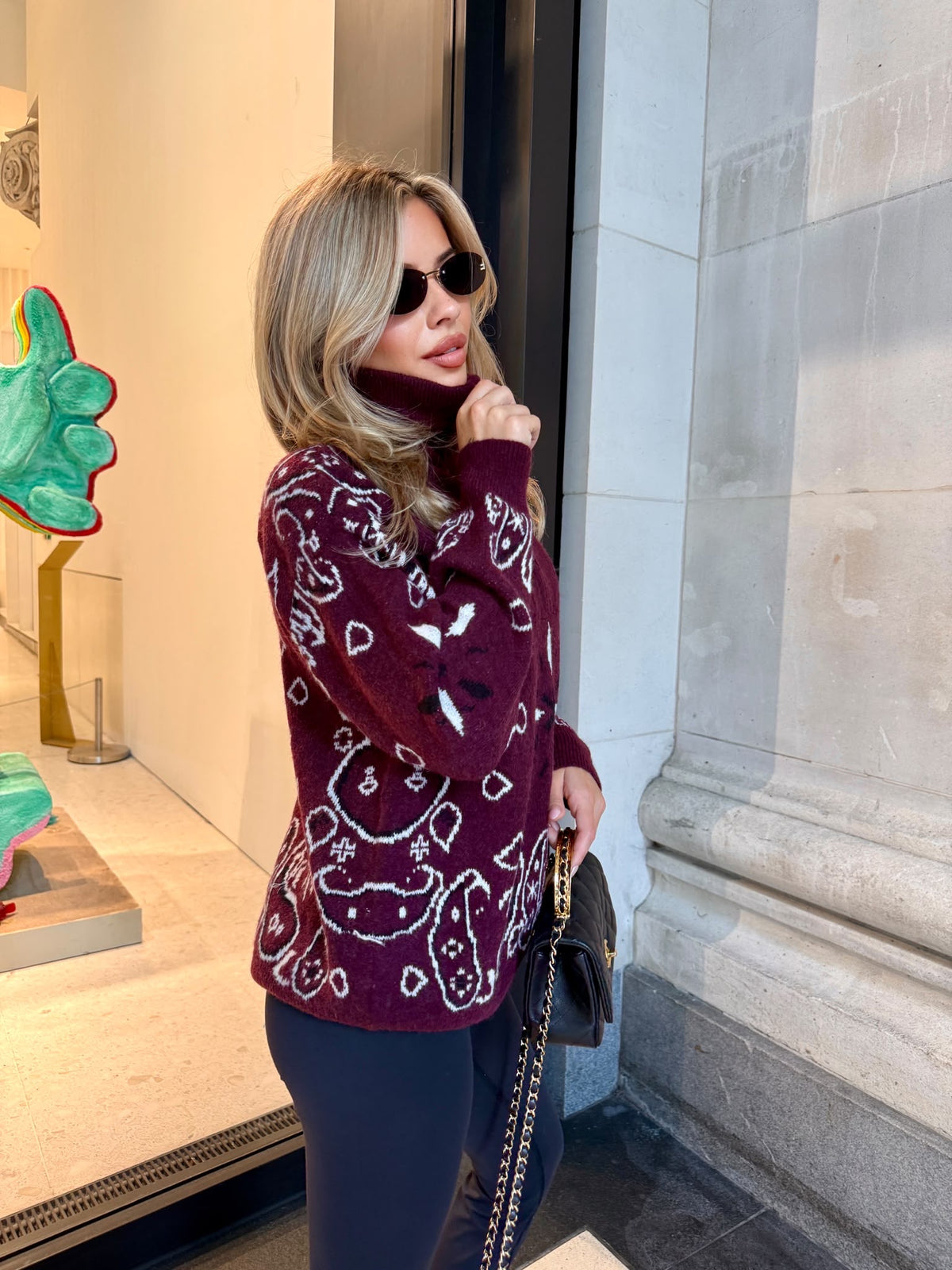 Quarter zip Bandana jumper - burgundy