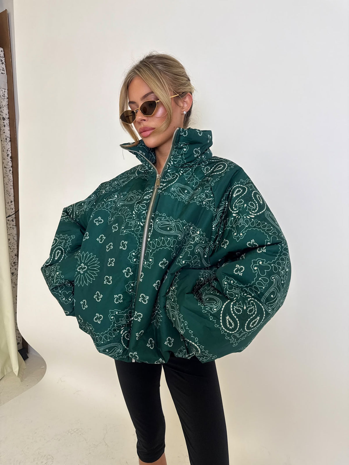 Bandana puffa jacket - green