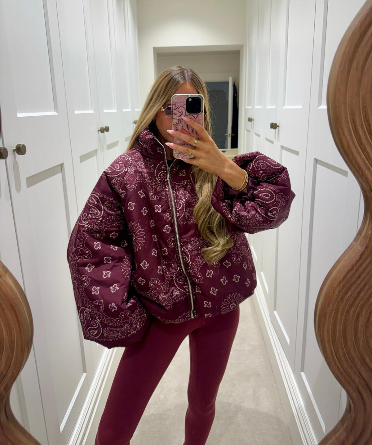 Bandana puffa jacket - wine
