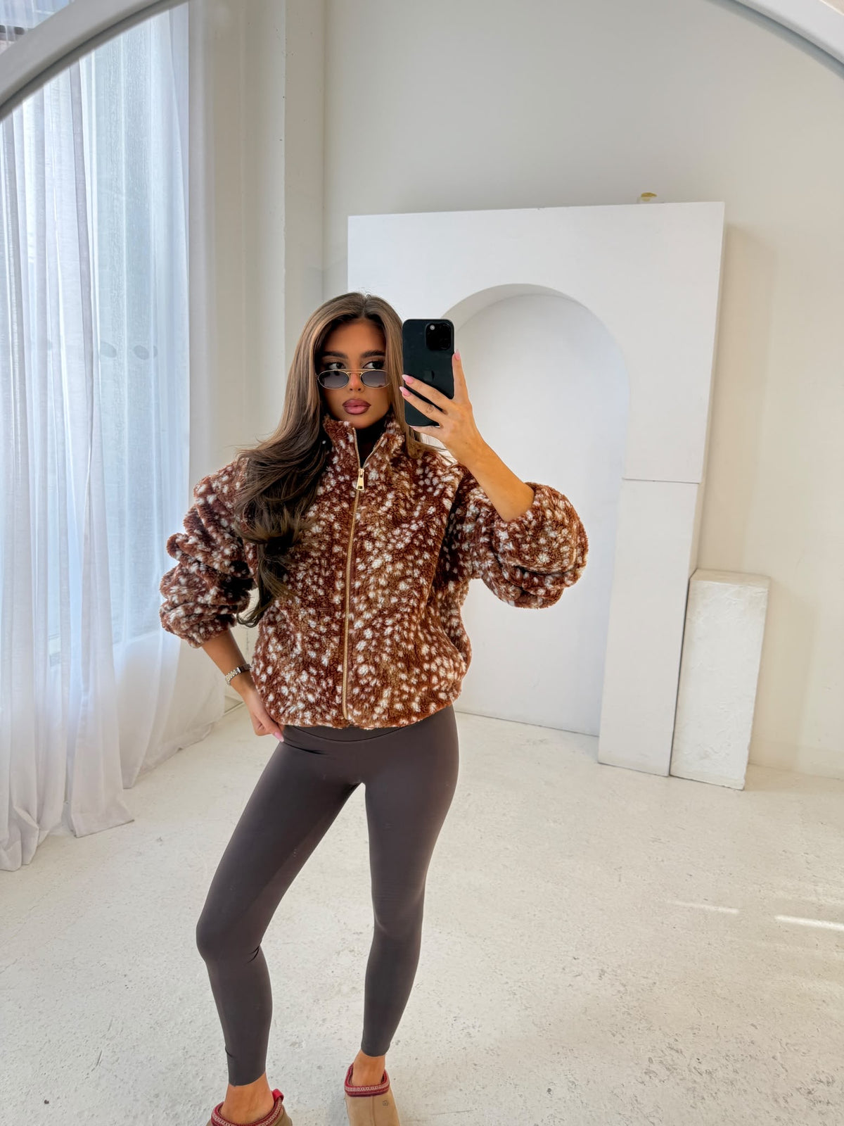 Bambi gold zip fleece - tan