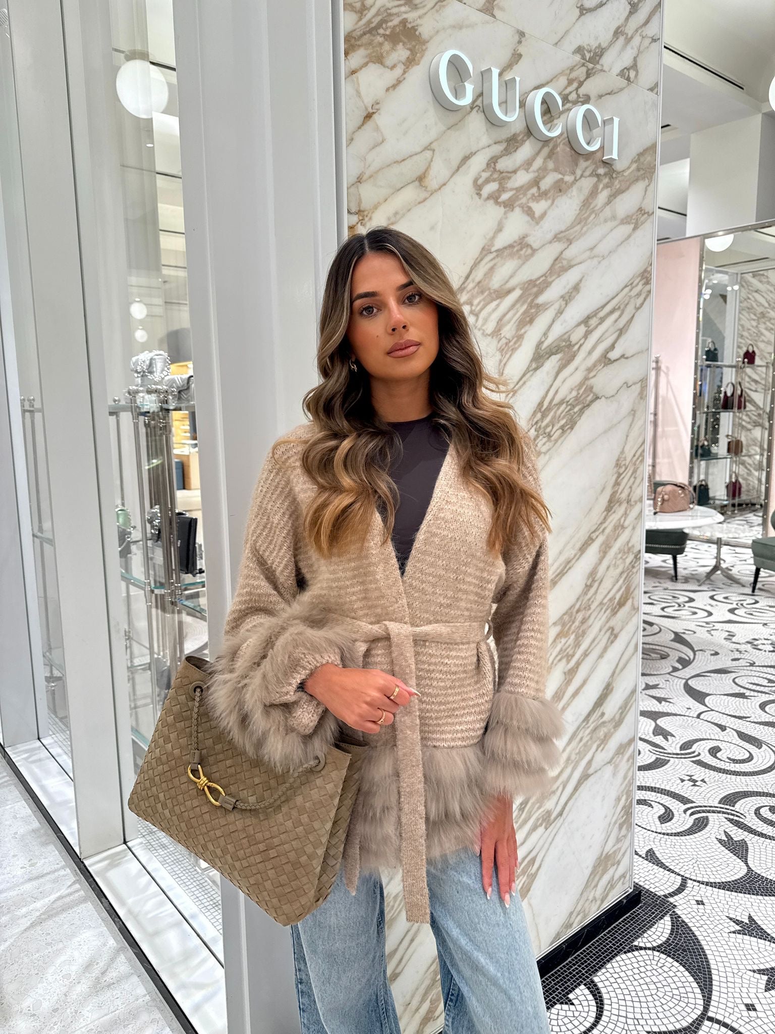 Abigail fur cardigan - taupe