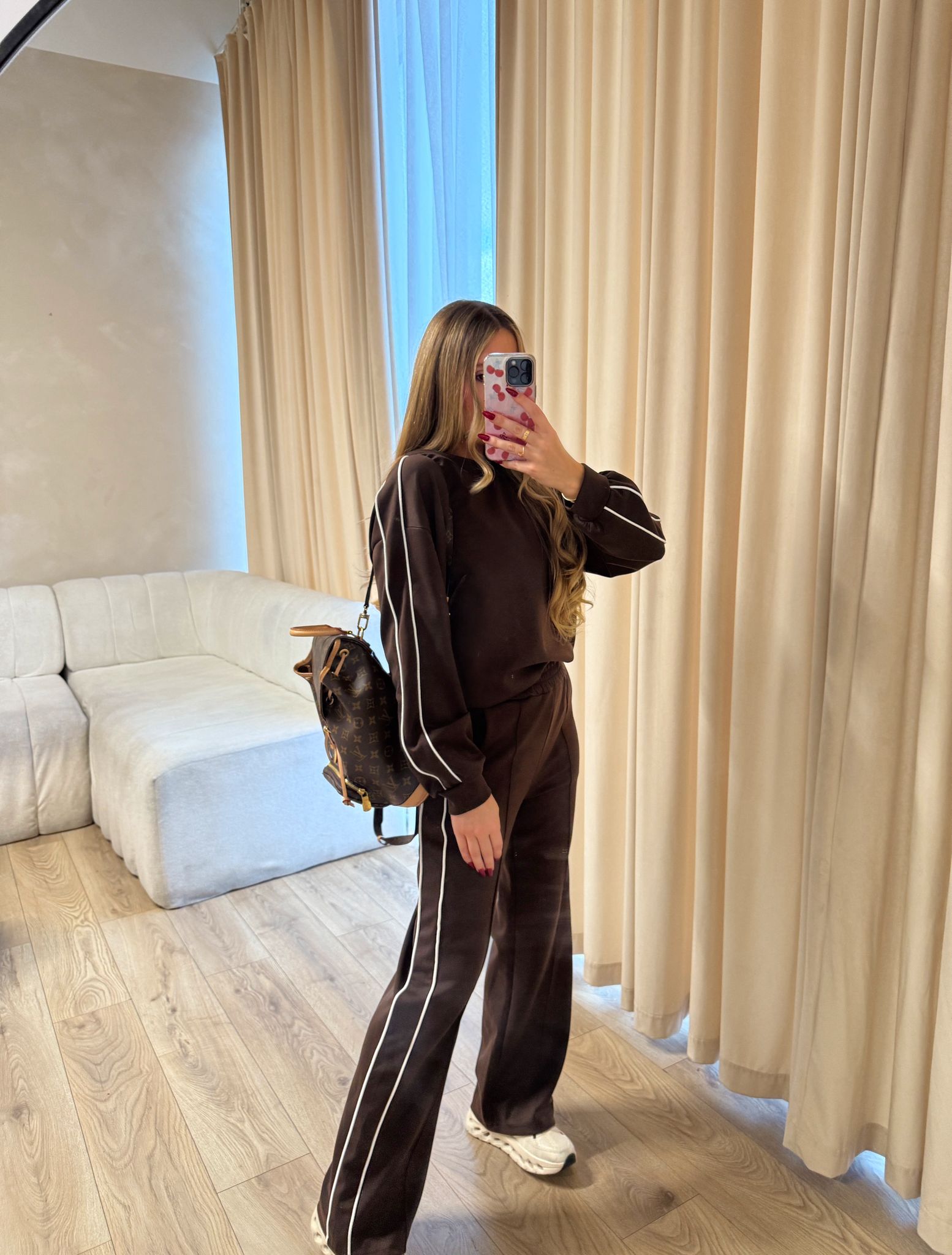 Stripe side tracksuit - chocolate