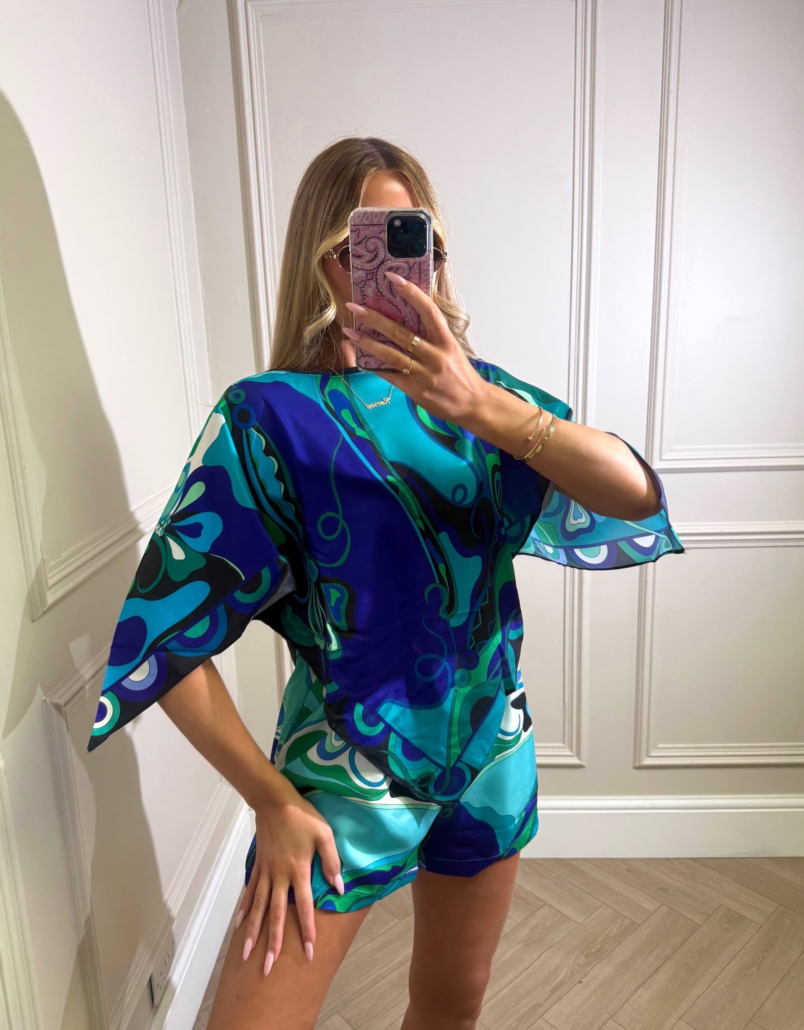 Luxury Cape co-ord - blue mix