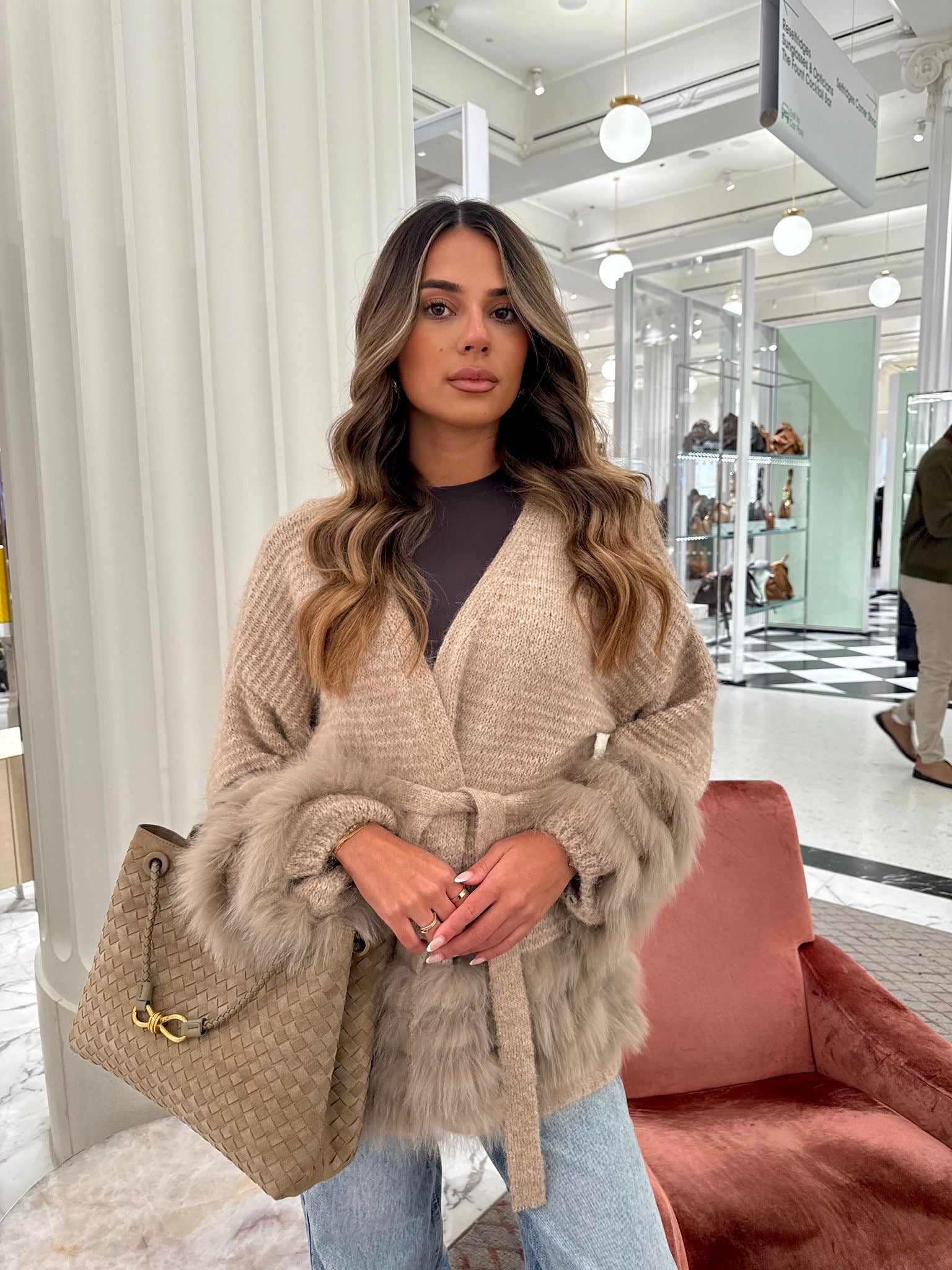 Abigail fur cardigan - taupe