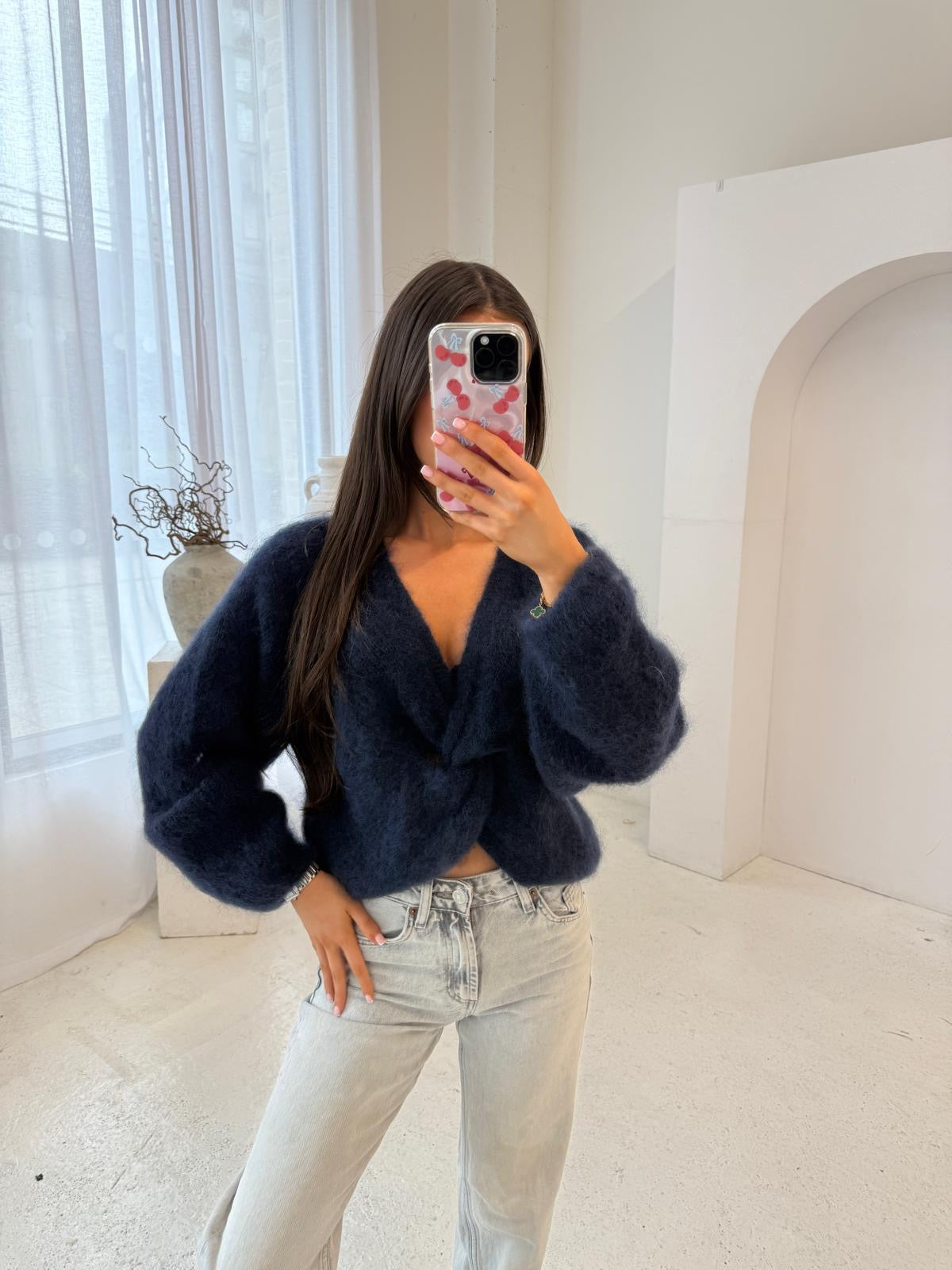 Knit tie over jumper - Navy