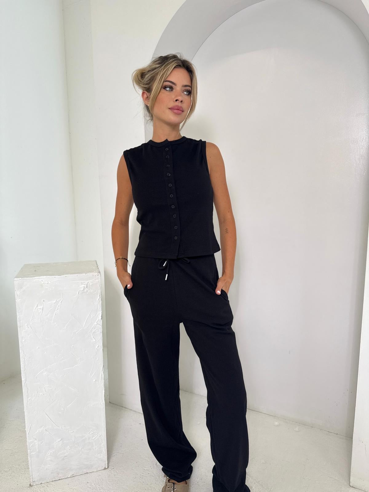 Helena Button Lounge Set - Black