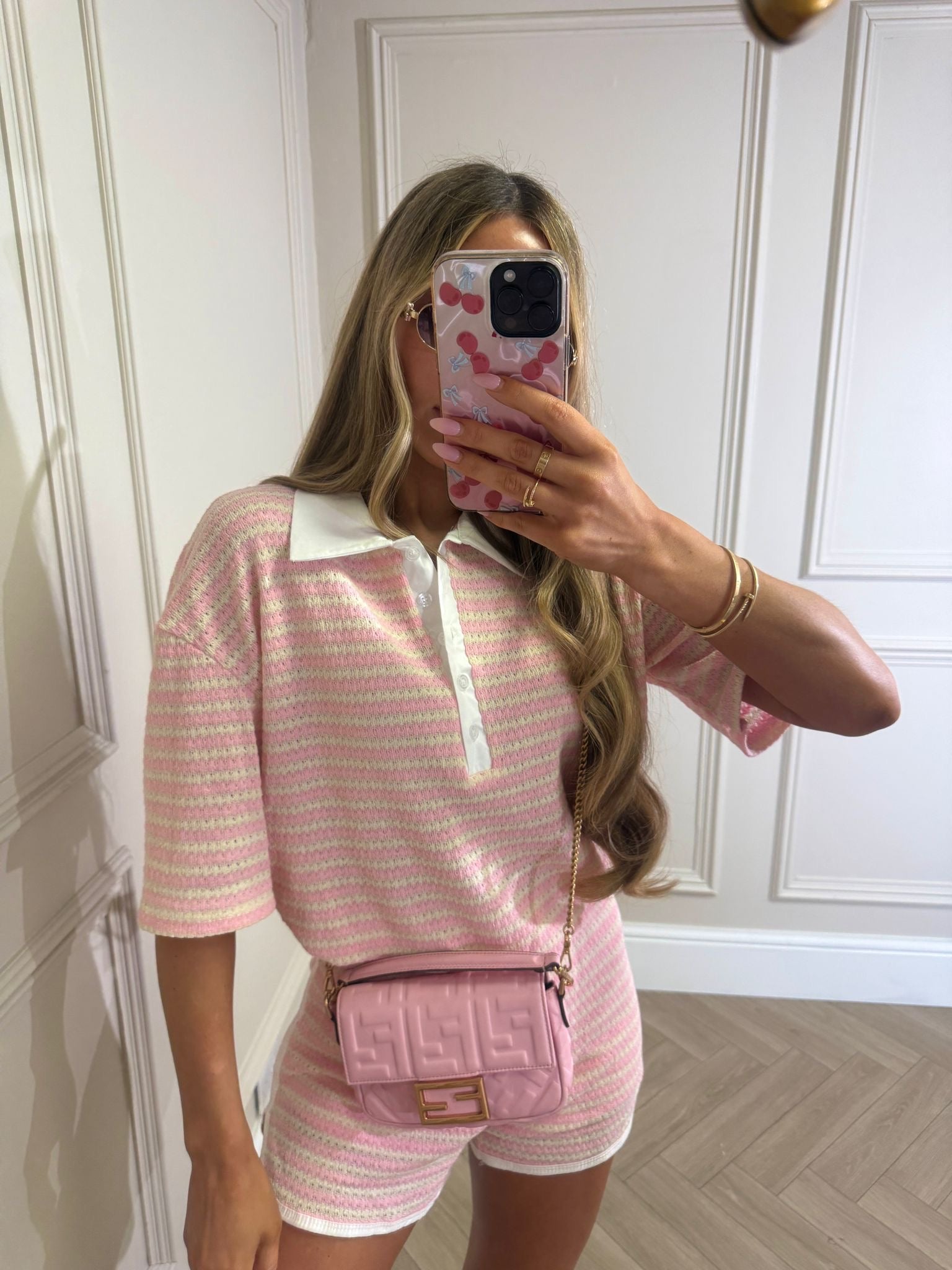 Collar stripe co-ord - pink