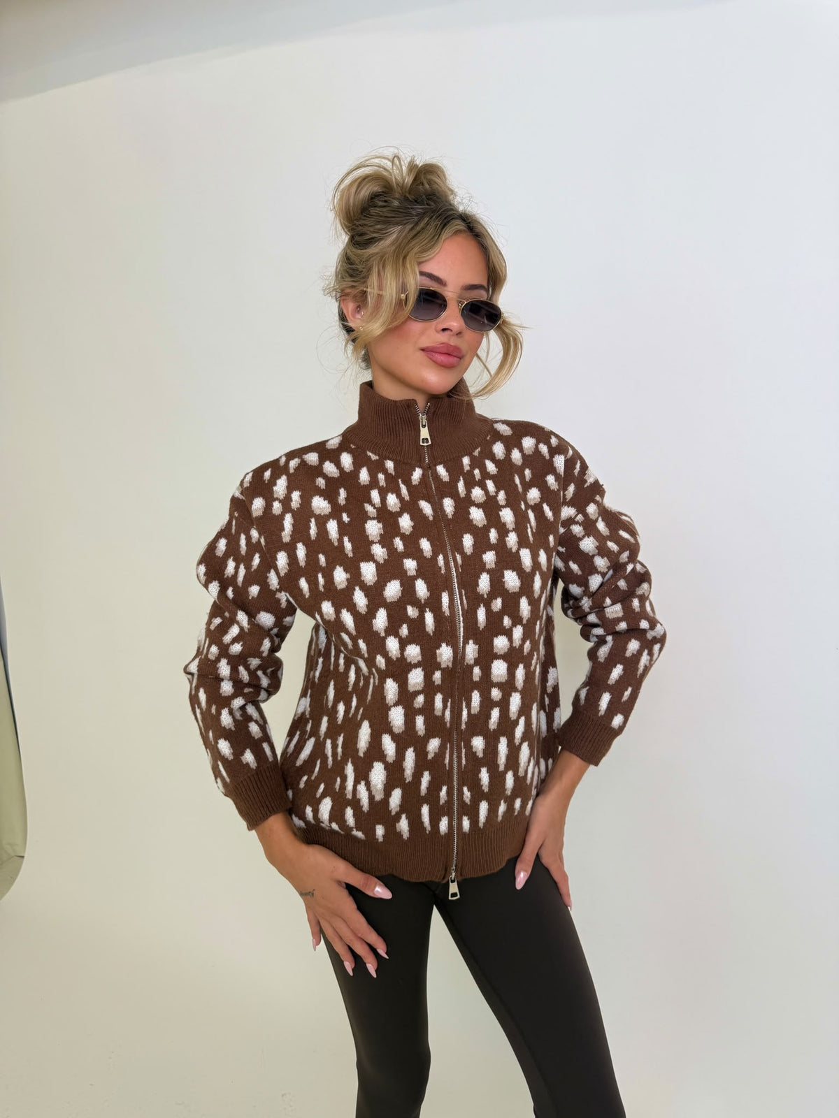 Animal print cardigan - brown