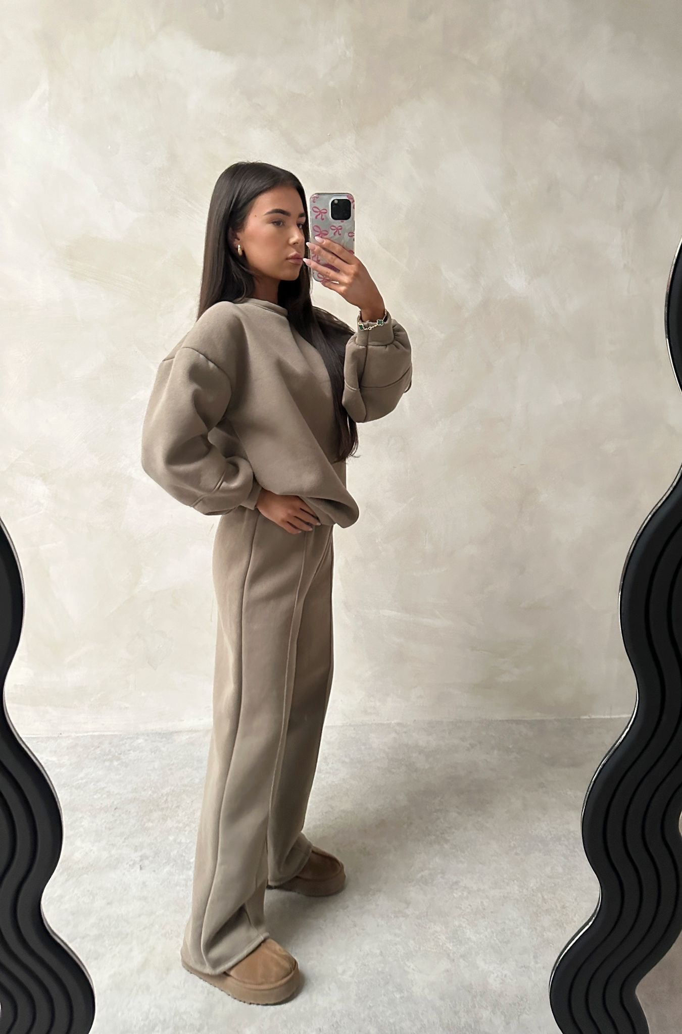 Sweatshirt flare leg tracksuit - mocha