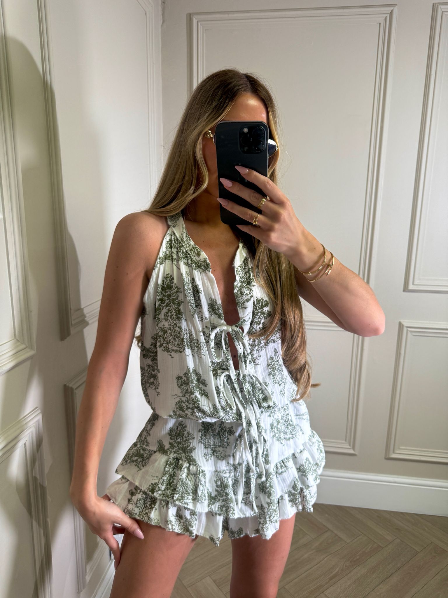Toile tie playsuit - khaki