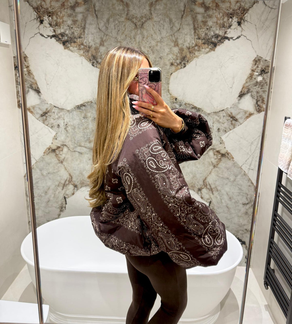 Bandana puffa jacket - brown